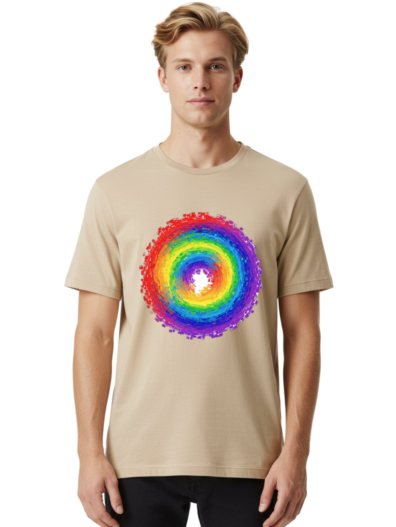 Rainbow-Circle-3 Men'S Graphic Tee, 100% Cotton, Comfortable Casual Summer Wear, Machine Washable, Vintage Camera, Old Camera, Antique Camera, Black Camera, Classic Photography, Photography Equipment, Nostalgic Device, Film Camera, Camera Art Bai290 30