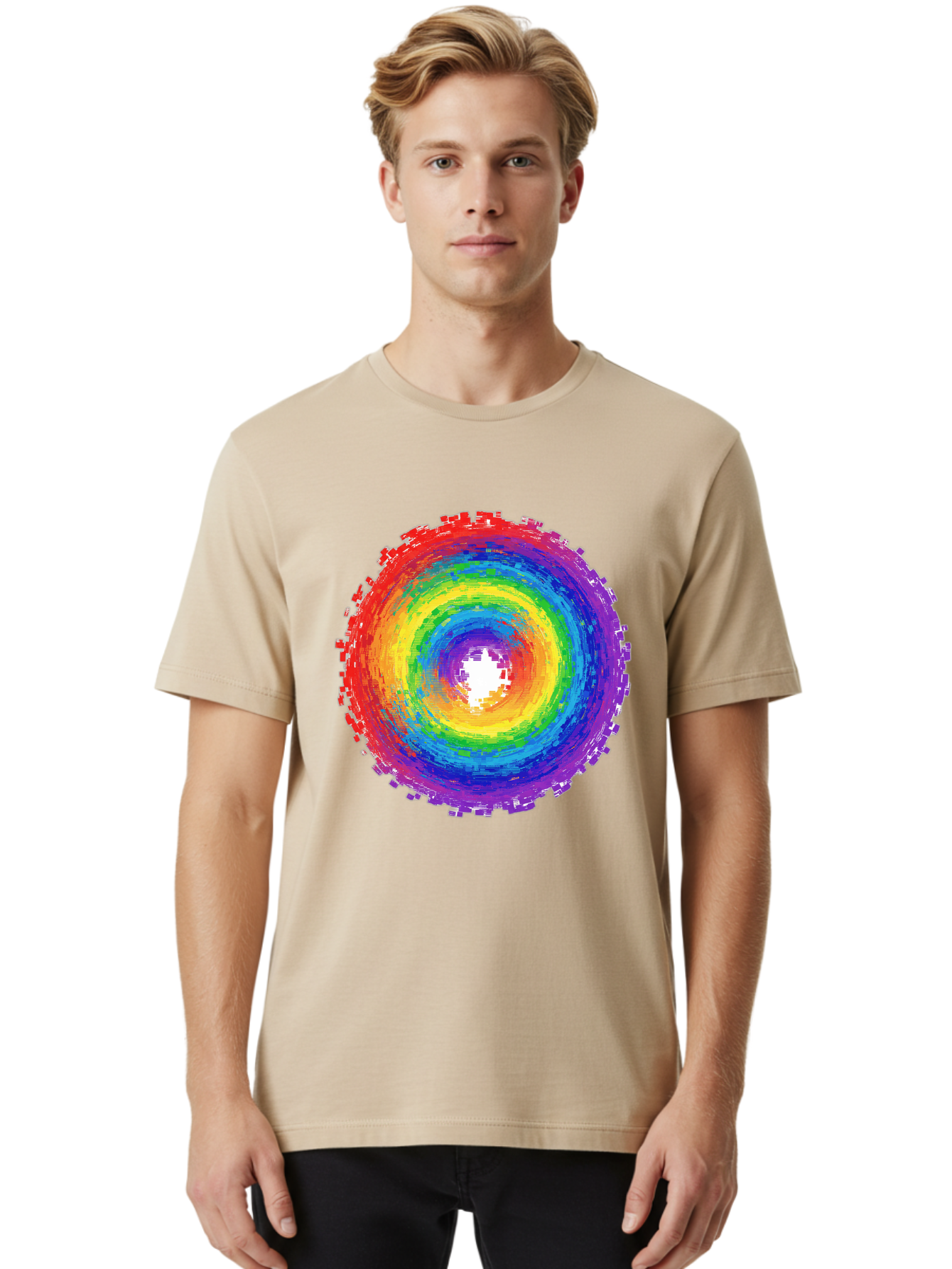 Rainbow-Circle-3 Men'S Graphic Tee, 100% Cotton, Comfortable Casual Summer Wear, Machine Washable, Vintage Camera, Old Camera, Antique Camera, Black Camera, Classic Photography, Photography Equipment, Nostalgic Device, Film Camera, Camera Art Bai290 16
