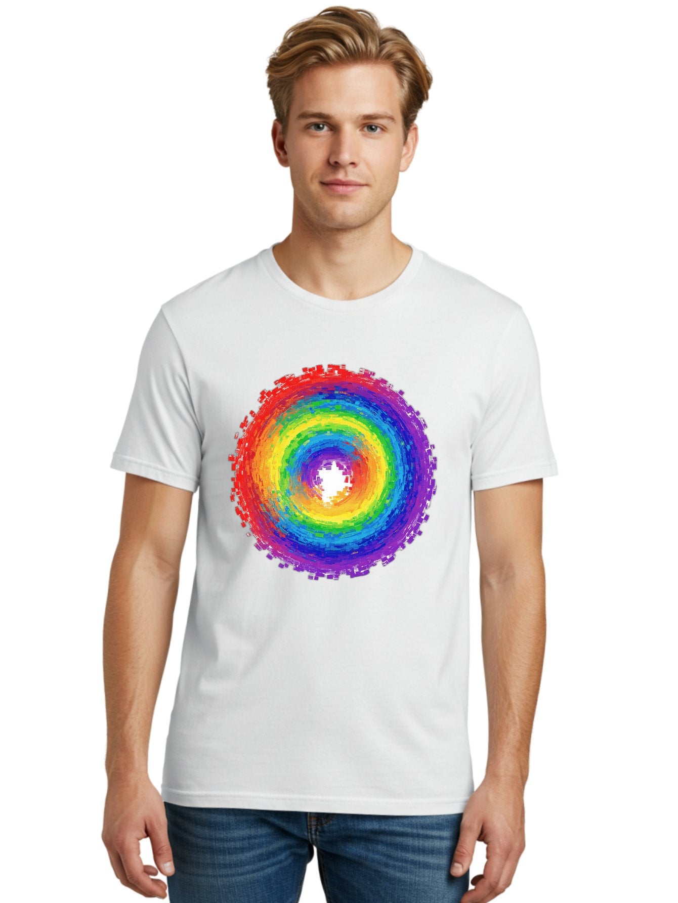 Rainbow-Circle-3 Men'S Graphic Tee, 100% Cotton, Comfortable Casual Summer Wear, Machine Washable, Vintage Camera, Old Camera, Antique Camera, Black Camera, Classic Photography, Photography Equipment, Nostalgic Device, Film Camera, Camera Art Bai290 28