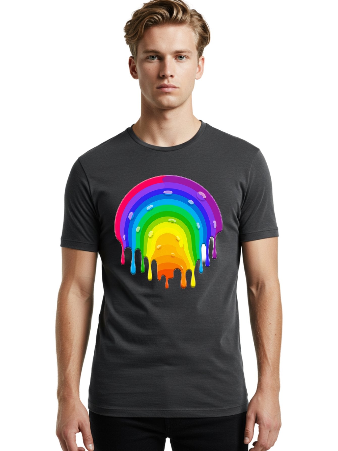 Rainbow-Dripping Men'S Graphic Tee, 100% Cotton, Comfortable Casual Summer Wear, Machine Washable, Vintage Camera, Old Camera, Antique Camera, Black Camera, Classic Photography, Photography Equipment, Nostalgic Device, Film Camera, Camera Art Bai292 25