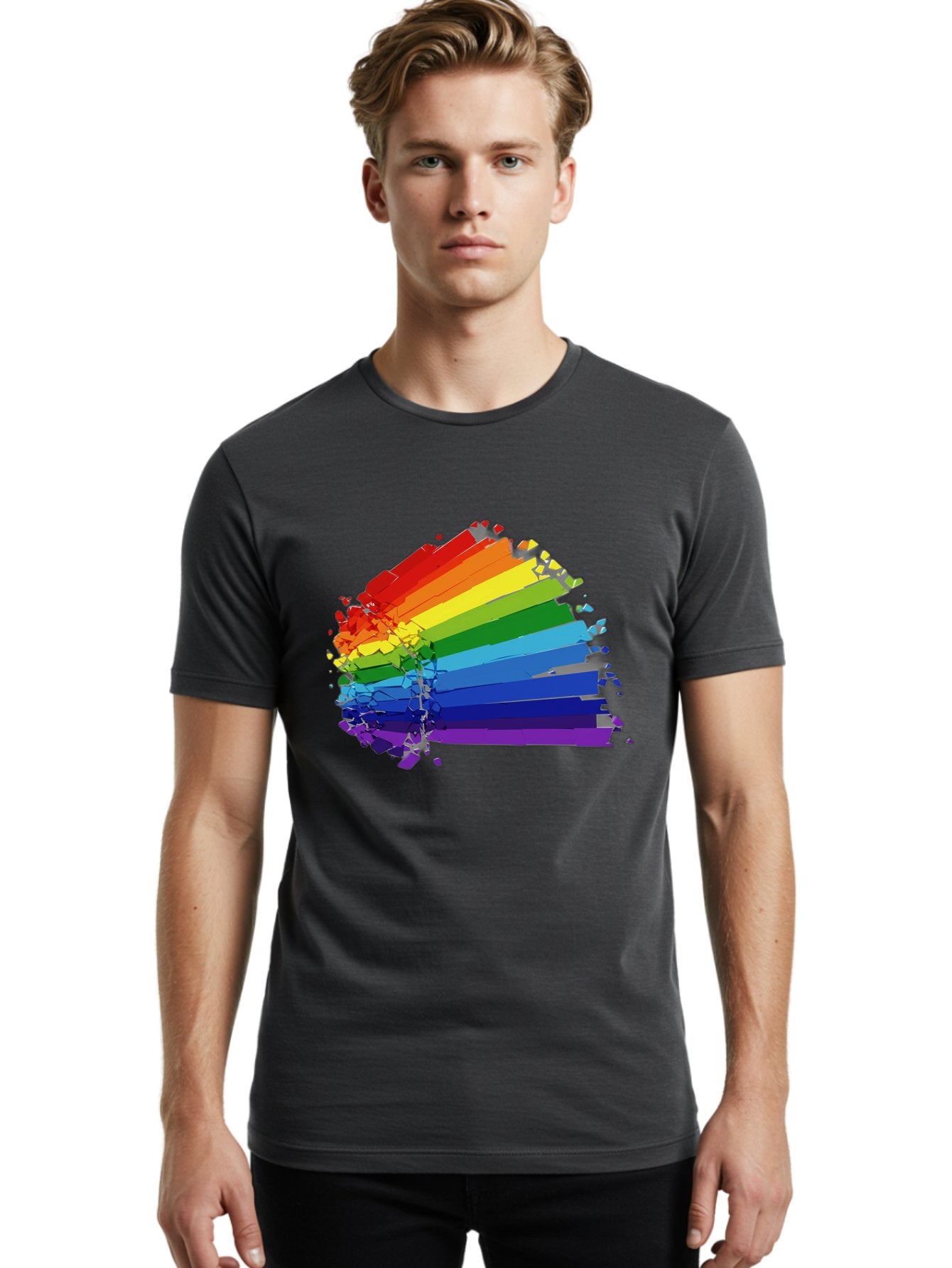 Rainbow-Paint-Splash Men'S Graphic Tee, 100% Cotton, Comfortable Casual Summer Wear, Machine Washable, Vintage Camera, Old Camera, Antique Camera, Black Camera, Classic Photography, Photography Equipment, Nostalgic Device, Film Camera, Bai294 24