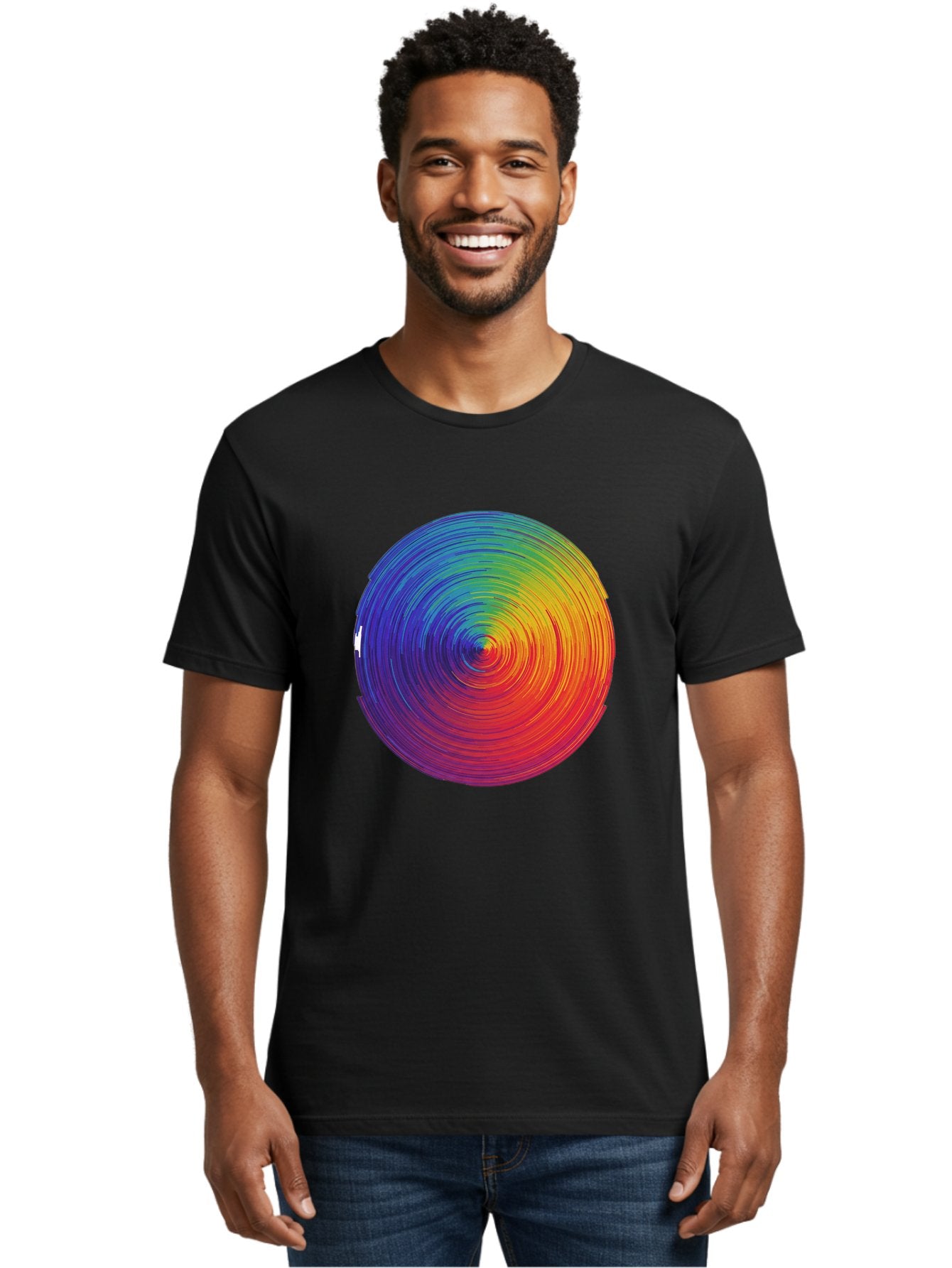 Rainbow-Spiral-Circle Men'S Graphic Tee, 100% Cotton, Comfortable Casual Summer Wear, Machine Washable, Vintage Camera, Old Camera, Antique Camera, Black Camera, Classic Photography, Photography Equipment, Nostalgic Device, Film Camera, Bai296 25
