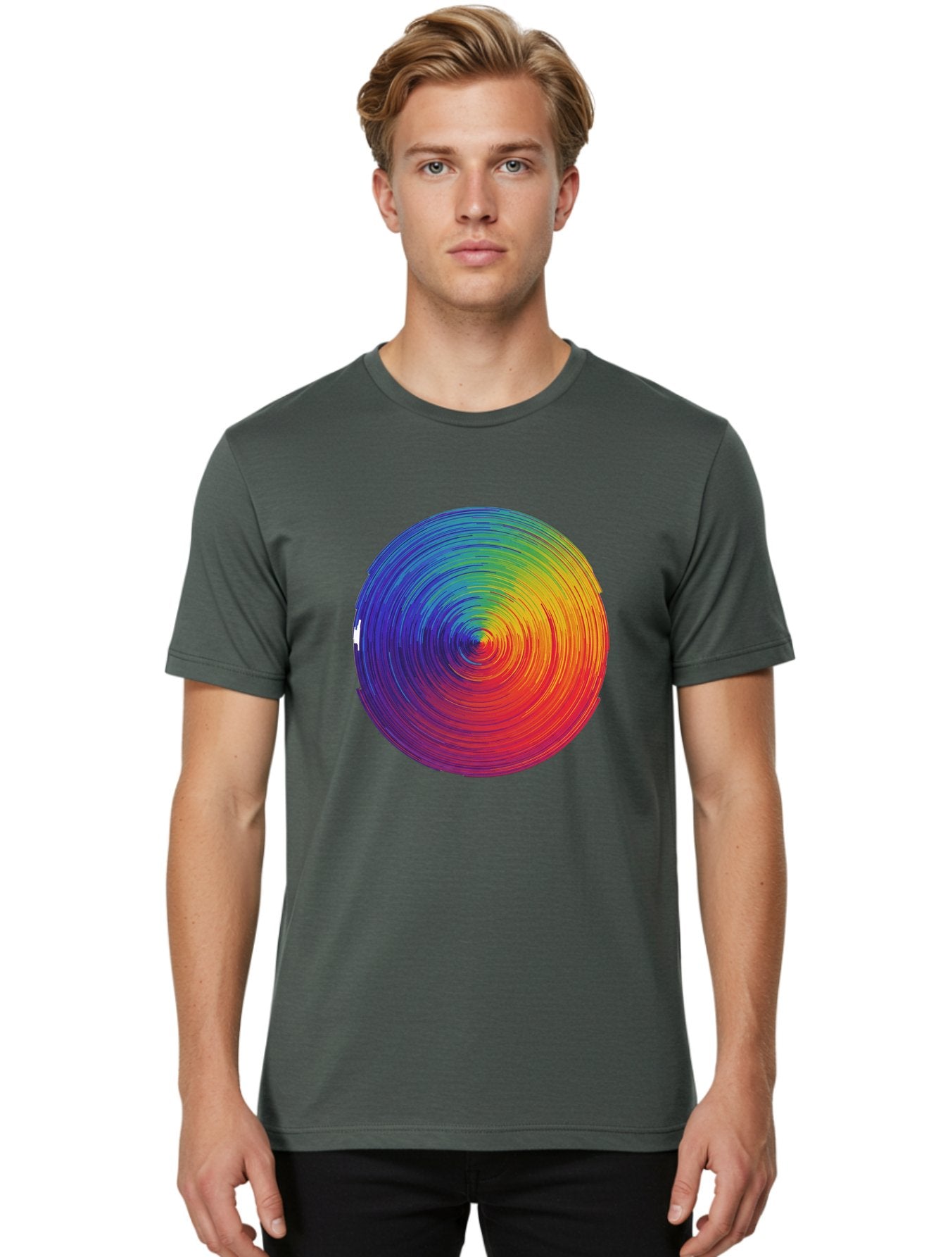 Rainbow-Spiral-Circle Men'S Graphic Tee, 100% Cotton, Comfortable Casual Summer Wear, Machine Washable, Vintage Camera, Old Camera, Antique Camera, Black Camera, Classic Photography, Photography Equipment, Nostalgic Device, Film Camera, Bai296 21