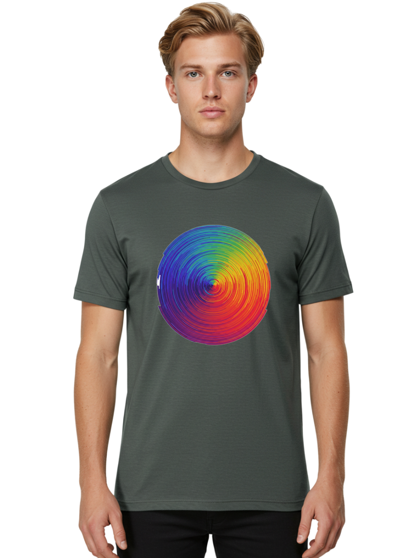 Rainbow-Spiral-Circle Men'S Graphic Tee, 100% Cotton, Comfortable Casual Summer Wear, Machine Washable, Vintage Camera, Old Camera, Antique Camera, Black Camera, Classic Photography, Photography Equipment, Nostalgic Device, Film Camera, Bai296 25