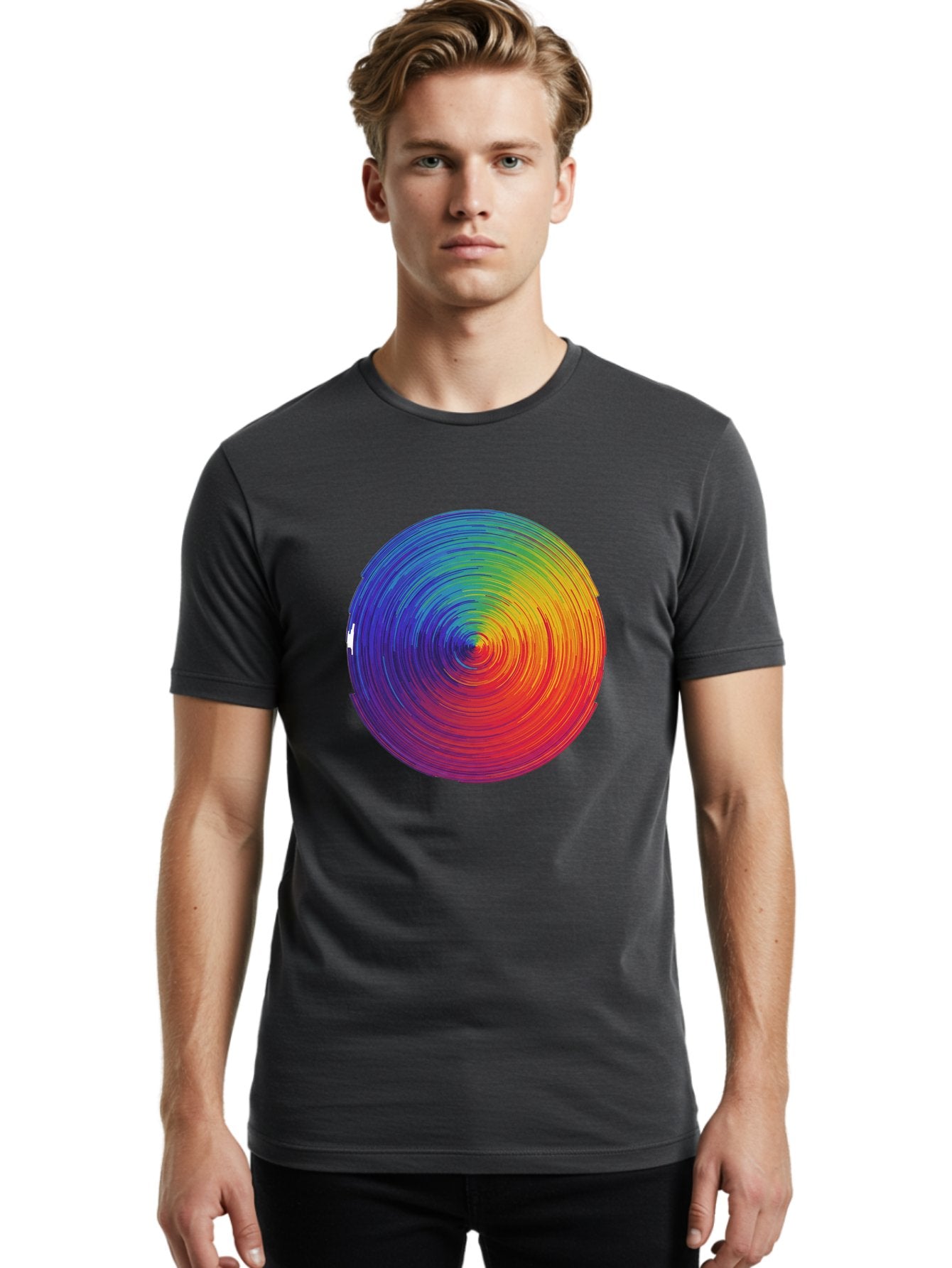 Rainbow-Spiral-Circle Men'S Graphic Tee, 100% Cotton, Comfortable Casual Summer Wear, Machine Washable, Vintage Camera, Old Camera, Antique Camera, Black Camera, Classic Photography, Photography Equipment, Nostalgic Device, Film Camera, Bai296 18