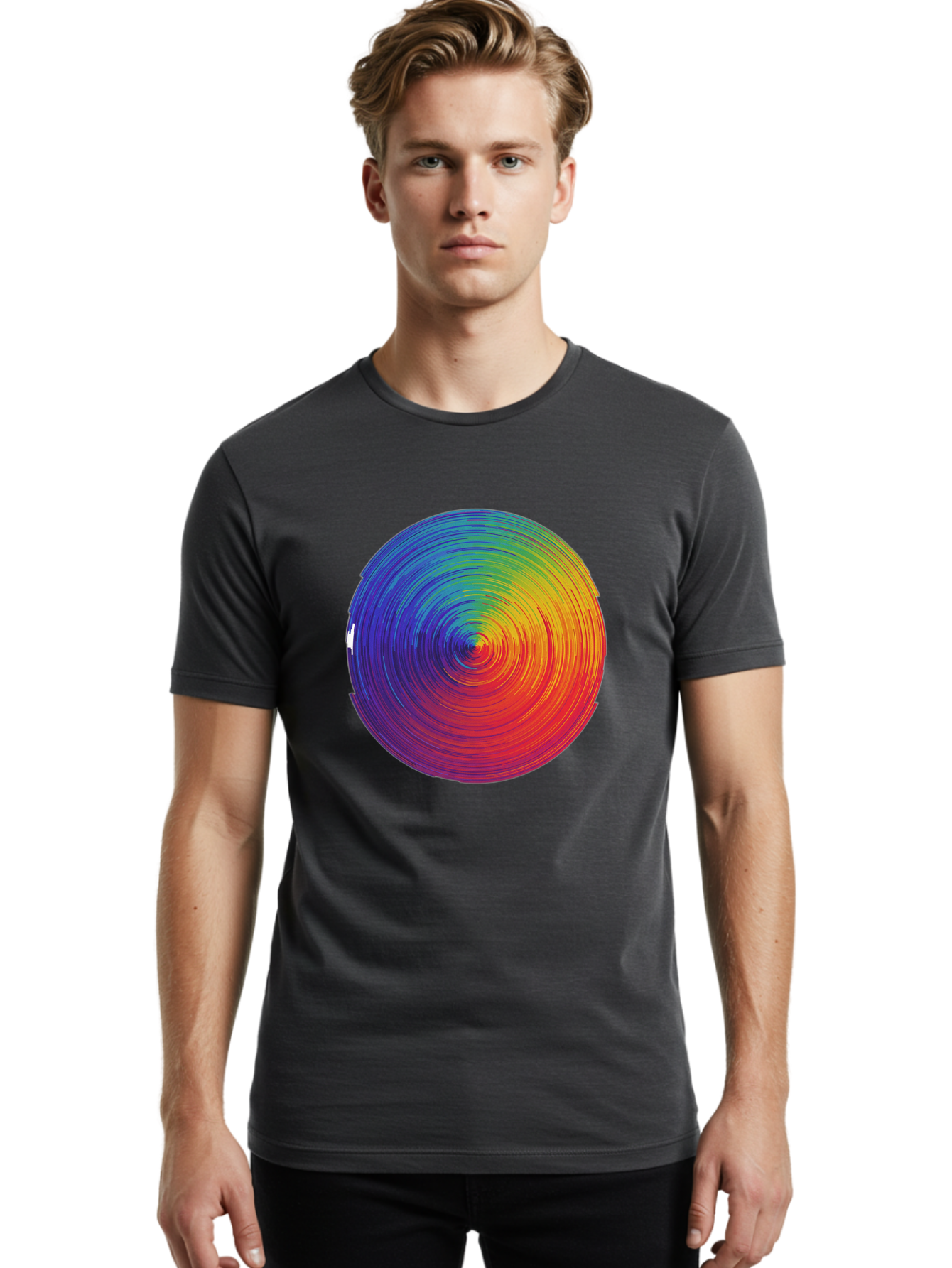 Rainbow-Spiral-Circle Men'S Graphic Tee, 100% Cotton, Comfortable Casual Summer Wear, Machine Washable, Vintage Camera, Old Camera, Antique Camera, Black Camera, Classic Photography, Photography Equipment, Nostalgic Device, Film Camera, Bai296 27