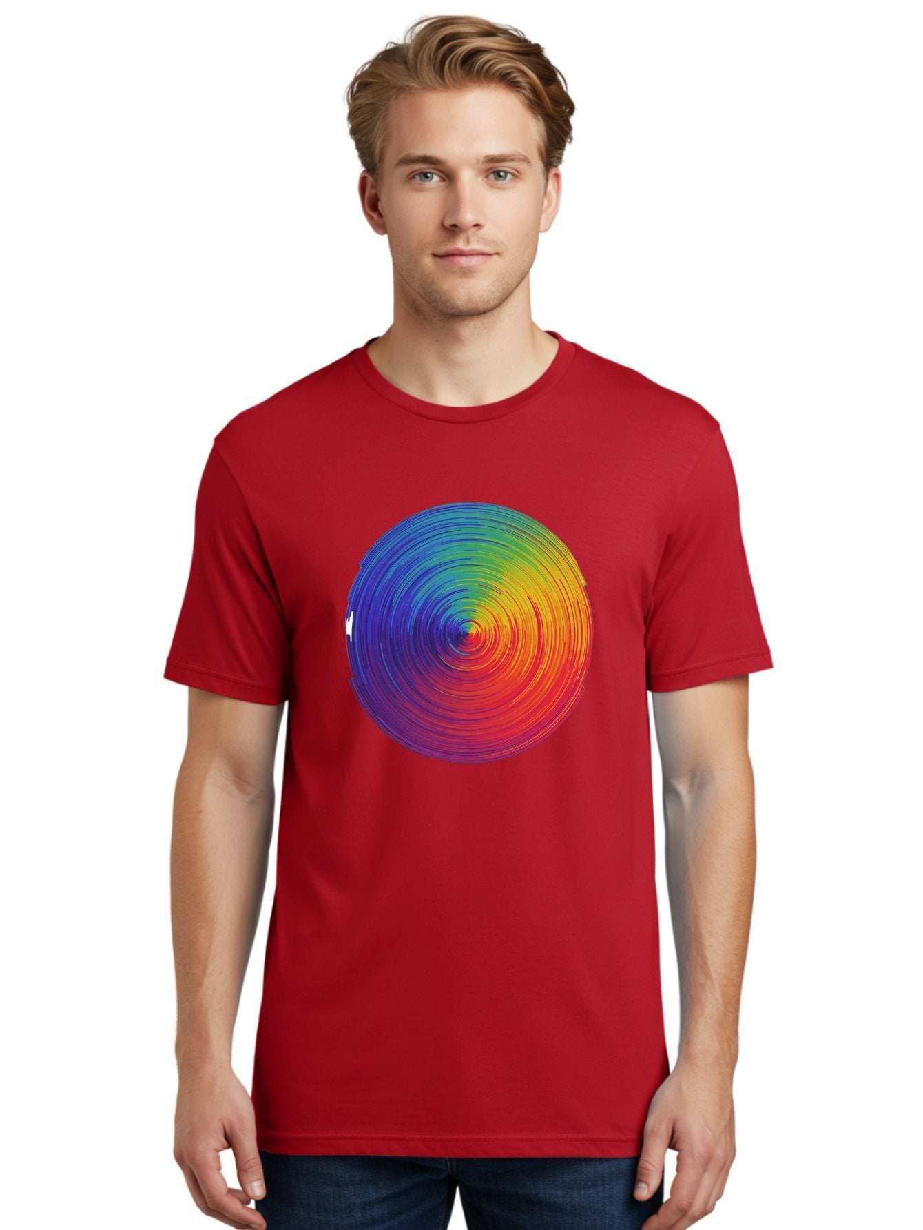 Rainbow-Spiral-Circle Men'S Graphic Tee, 100% Cotton, Comfortable Casual Summer Wear, Machine Washable, Vintage Camera, Old Camera, Antique Camera, Black Camera, Classic Photography, Photography Equipment, Nostalgic Device, Film Camera, Bai296 29