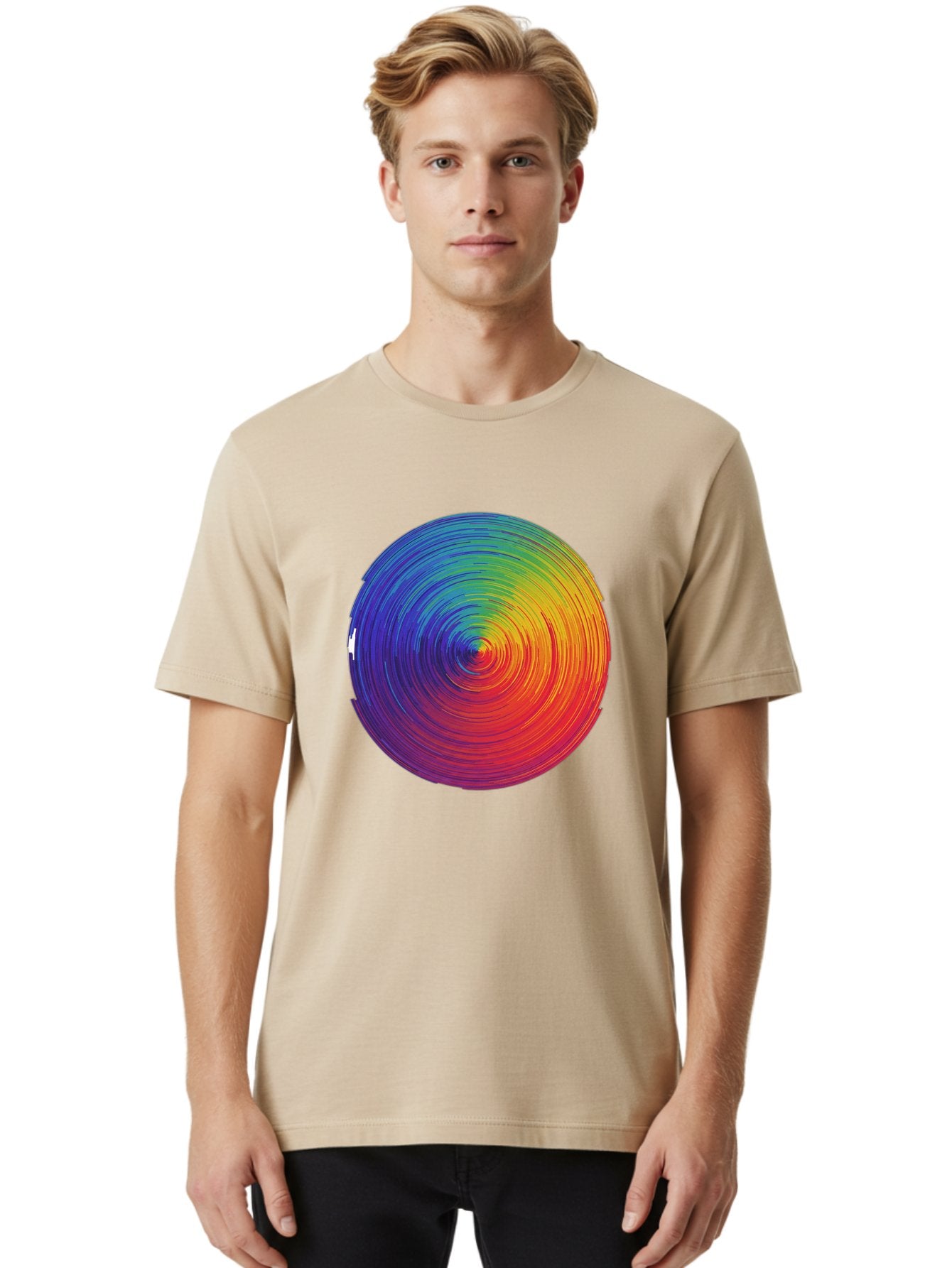 Rainbow-Spiral-Circle Men'S Graphic Tee, 100% Cotton, Comfortable Casual Summer Wear, Machine Washable, Vintage Camera, Old Camera, Antique Camera, Black Camera, Classic Photography, Photography Equipment, Nostalgic Device, Film Camera, Bai296 27