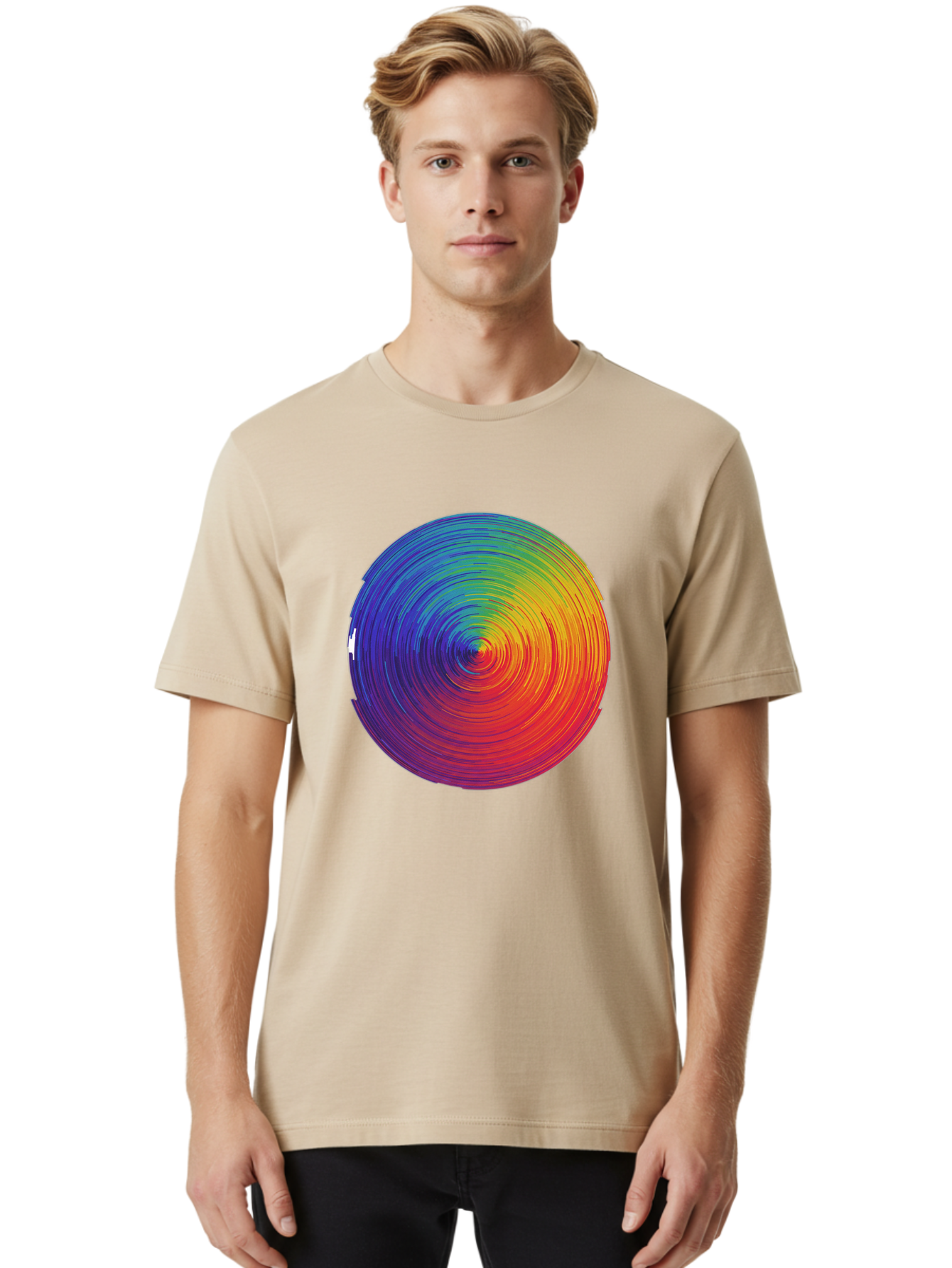 Rainbow-Spiral-Circle Men'S Graphic Tee, 100% Cotton, Comfortable Casual Summer Wear, Machine Washable, Vintage Camera, Old Camera, Antique Camera, Black Camera, Classic Photography, Photography Equipment, Nostalgic Device, Film Camera, Bai296 19