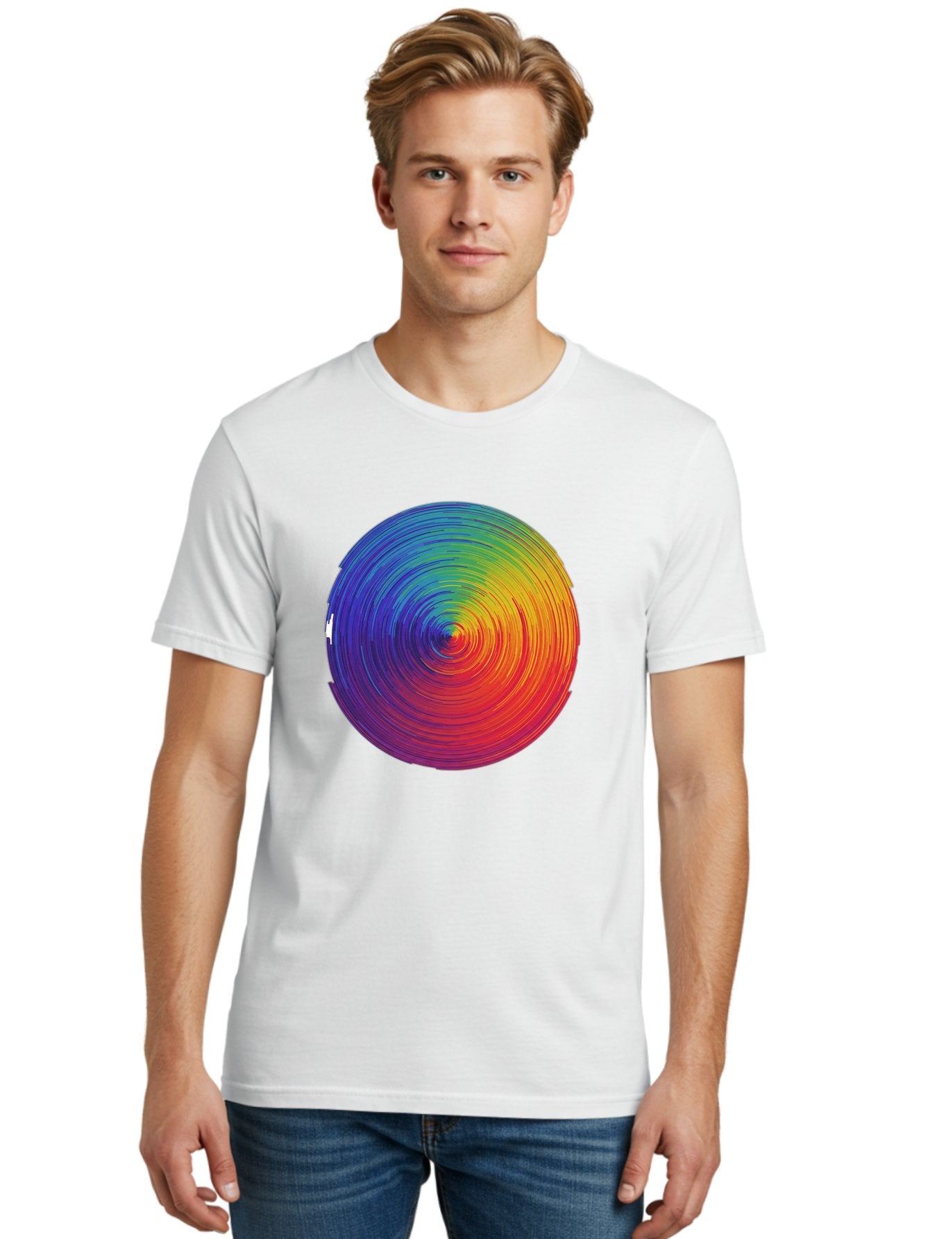 Rainbow-Spiral-Circle Men'S Graphic Tee, 100% Cotton, Comfortable Casual Summer Wear, Machine Washable, Vintage Camera, Old Camera, Antique Camera, Black Camera, Classic Photography, Photography Equipment, Nostalgic Device, Film Camera, Bai296 24
