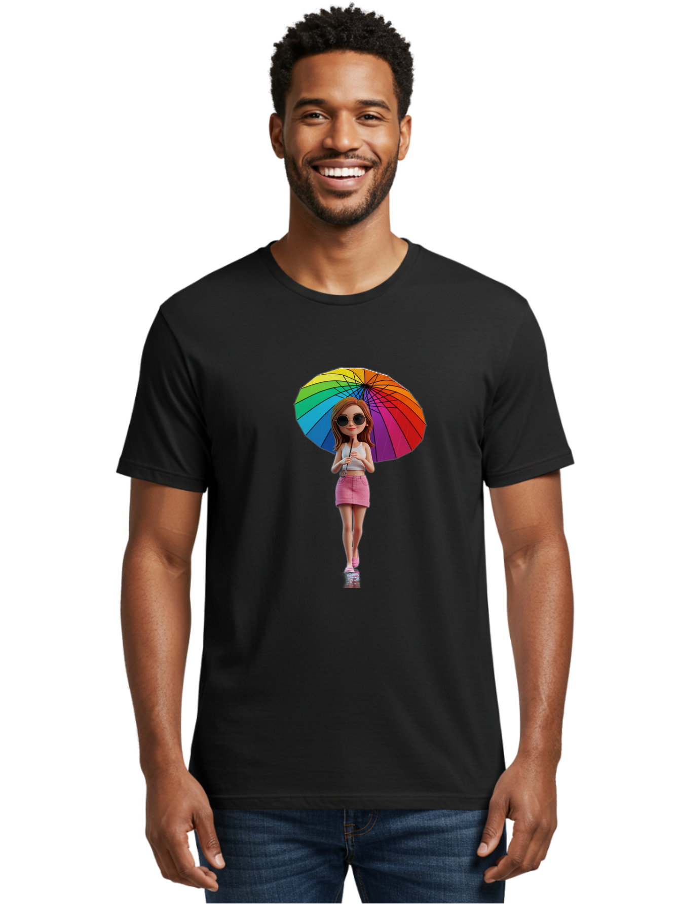 Rainbow-Umbrella-Girl Men'S Graphic Tee, 100% Cotton, Comfortable Casual Summer Wear, Machine Washable, Vintage Camera, Old Camera, Antique Camera, Black Camera, Classic Photography, Photography Equipment, Nostalgic Device, Film Camera, Bai297 27