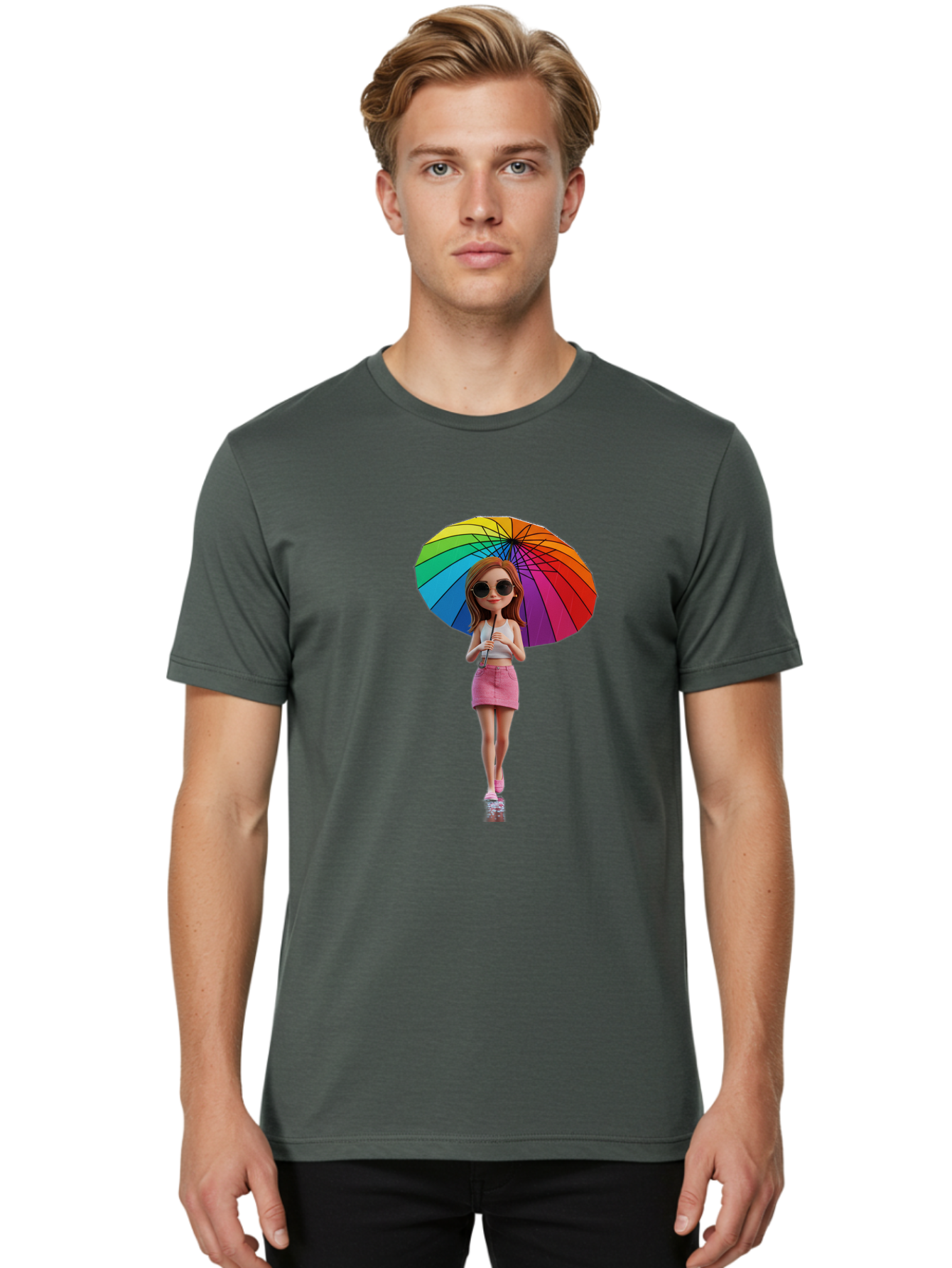 Rainbow-Umbrella-Girl Men'S Graphic Tee, 100% Cotton, Comfortable Casual Summer Wear, Machine Washable, Vintage Camera, Old Camera, Antique Camera, Black Camera, Classic Photography, Photography Equipment, Nostalgic Device, Film Camera, Bai297 26