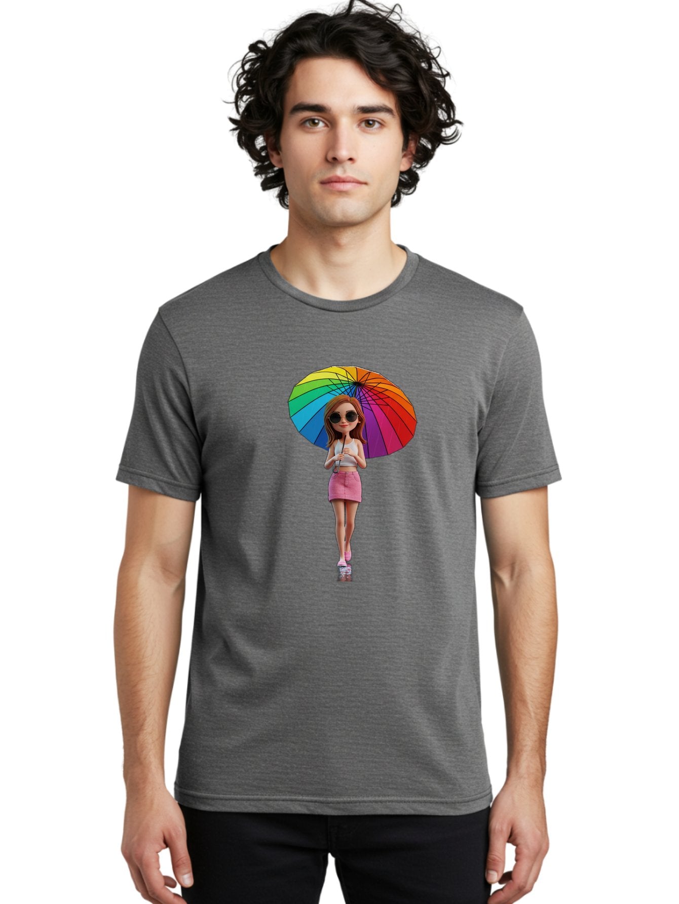 Rainbow-Umbrella-Girl Men'S Graphic Tee, 100% Cotton, Comfortable Casual Summer Wear, Machine Washable, Vintage Camera, Old Camera, Antique Camera, Black Camera, Classic Photography, Photography Equipment, Nostalgic Device, Film Camera, Bai297 28