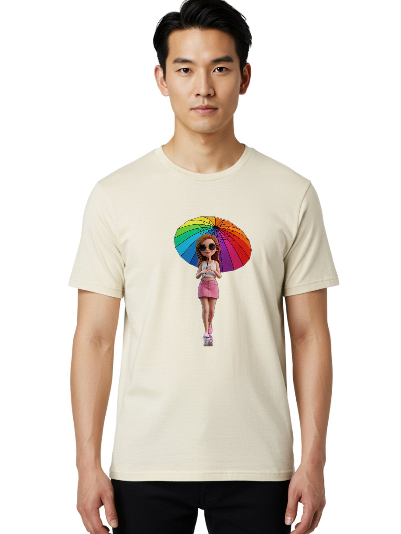 Rainbow-Umbrella-Girl Men'S Graphic Tee, 100% Cotton, Comfortable Casual Summer Wear, Machine Washable, Vintage Camera, Old Camera, Antique Camera, Black Camera, Classic Photography, Photography Equipment, Nostalgic Device, Film Camera, Bai297 25