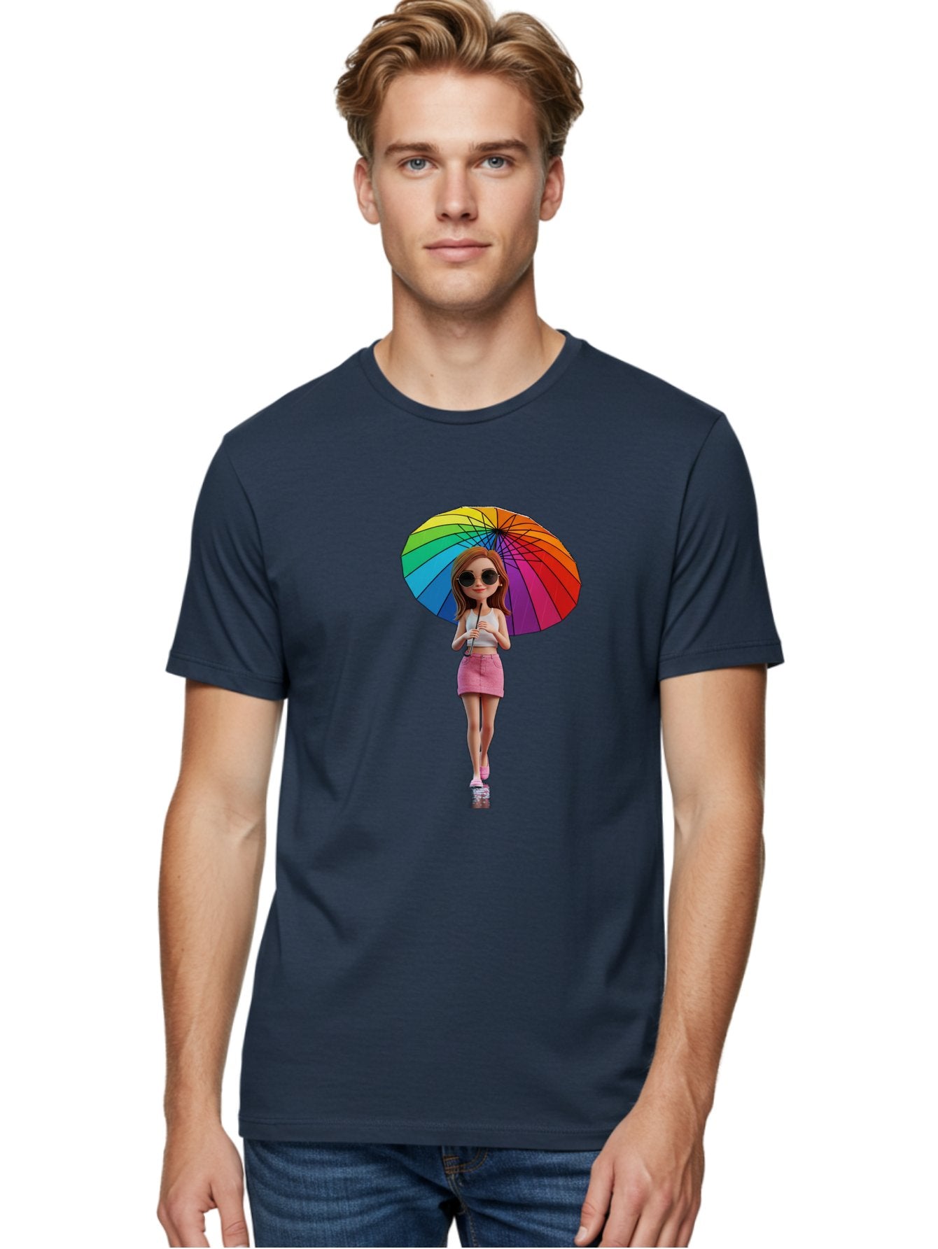 Rainbow-Umbrella-Girl Men'S Graphic Tee, 100% Cotton, Comfortable Casual Summer Wear, Machine Washable, Vintage Camera, Old Camera, Antique Camera, Black Camera, Classic Photography, Photography Equipment, Nostalgic Device, Film Camera, Bai297 21