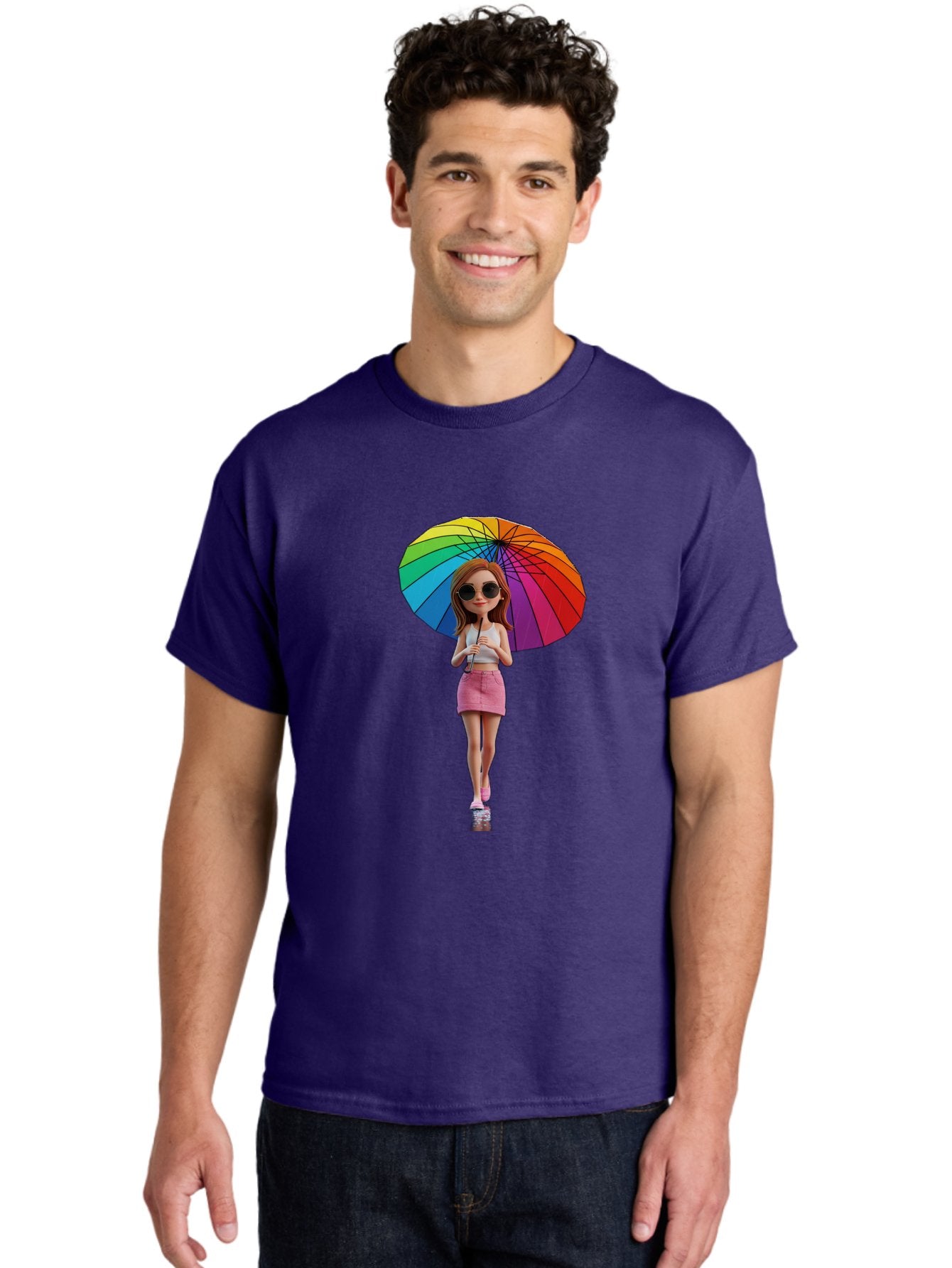 Rainbow-Umbrella-Girl Men'S Graphic Tee, 100% Cotton, Comfortable Casual Summer Wear, Machine Washable, Vintage Camera, Old Camera, Antique Camera, Black Camera, Classic Photography, Photography Equipment, Nostalgic Device, Film Camera, Bai297 30
