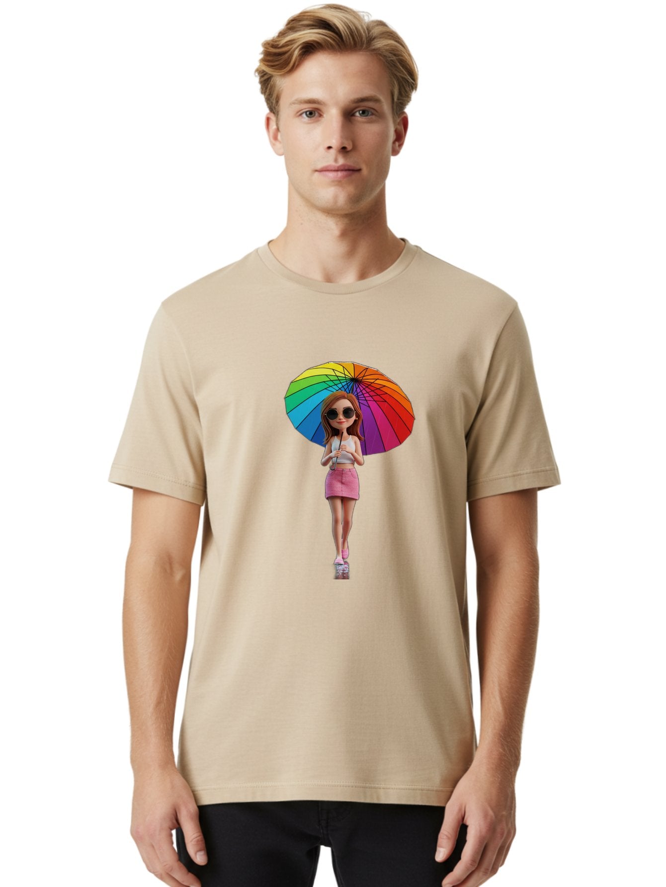 Rainbow-Umbrella-Girl Men'S Graphic Tee, 100% Cotton, Comfortable Casual Summer Wear, Machine Washable, Vintage Camera, Old Camera, Antique Camera, Black Camera, Classic Photography, Photography Equipment, Nostalgic Device, Film Camera, Bai297 17