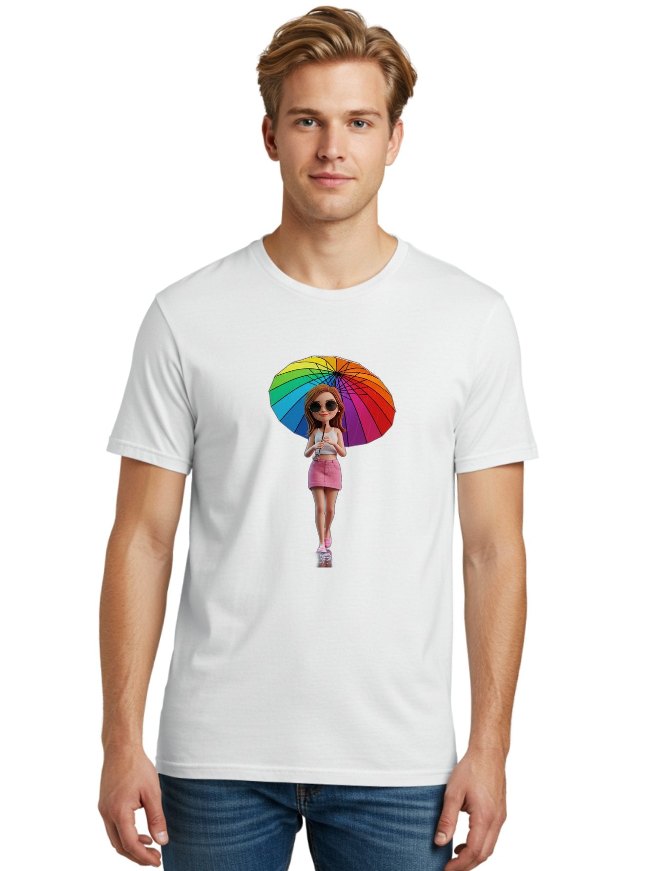 Rainbow-Umbrella-Girl Men'S Graphic Tee, 100% Cotton, Comfortable Casual Summer Wear, Machine Washable, Vintage Camera, Old Camera, Antique Camera, Black Camera, Classic Photography, Photography Equipment, Nostalgic Device, Film Camera, Bai297 24