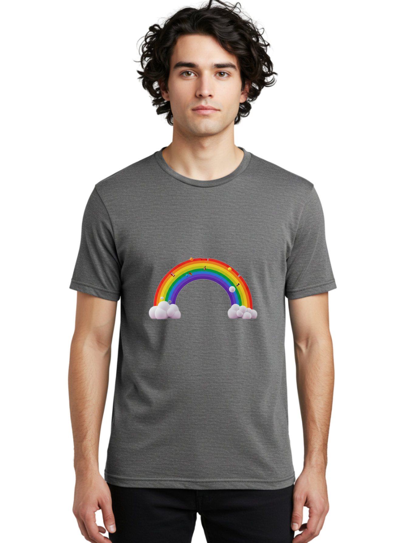 Rainbow-With-Clouds Men'S Graphic Tee, 100% Cotton, Comfortable Casual Summer Wear, Machine Washable, Vintage Camera, Old Camera, Antique Camera, Black Camera, Classic Photography, Photography Equipment, Nostalgic Device, Film Camera, Bai298 27
