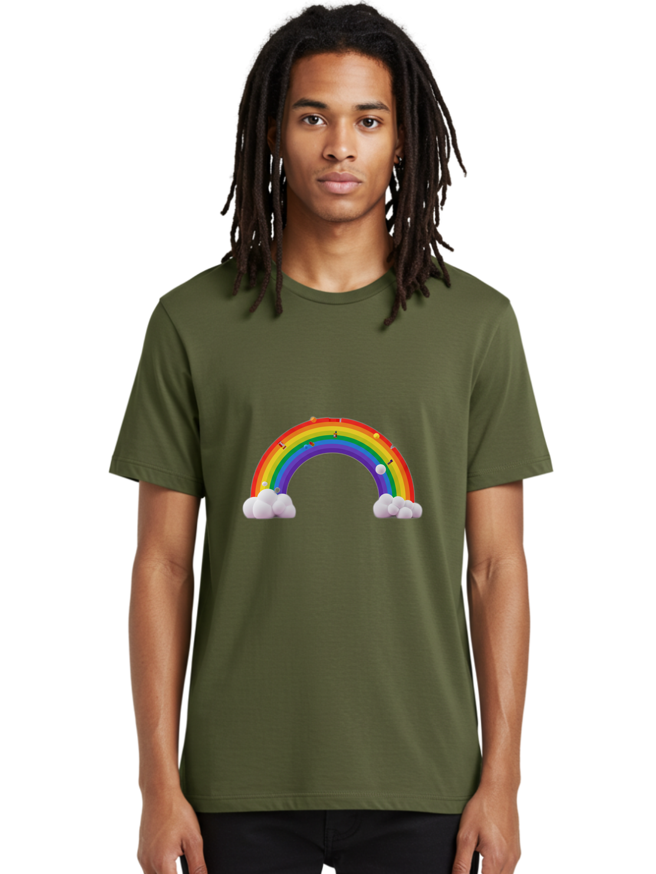 Rainbow-With-Clouds Men'S Graphic Tee, 100% Cotton, Comfortable Casual Summer Wear, Machine Washable, Vintage Camera, Old Camera, Antique Camera, Black Camera, Classic Photography, Photography Equipment, Nostalgic Device, Film Camera, Bai298 21