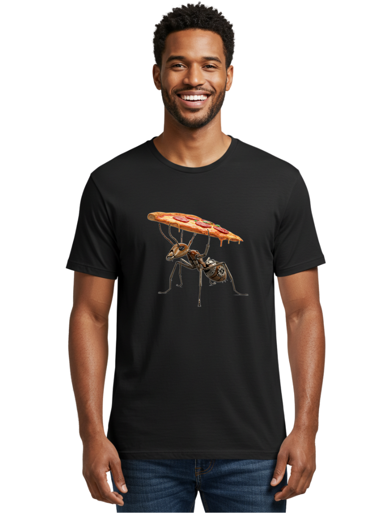 Robot-Ant-Pizza-Carrier Men'S Graphic Tee, 100% Cotton, Comfortable Casual Summer Wear, Machine Washable, Vintage Camera, Old Camera, Antique Camera, Black Camera, Classic Photography, Photography Equipment, Nostalgic Device, Film Camera, Bai303 26