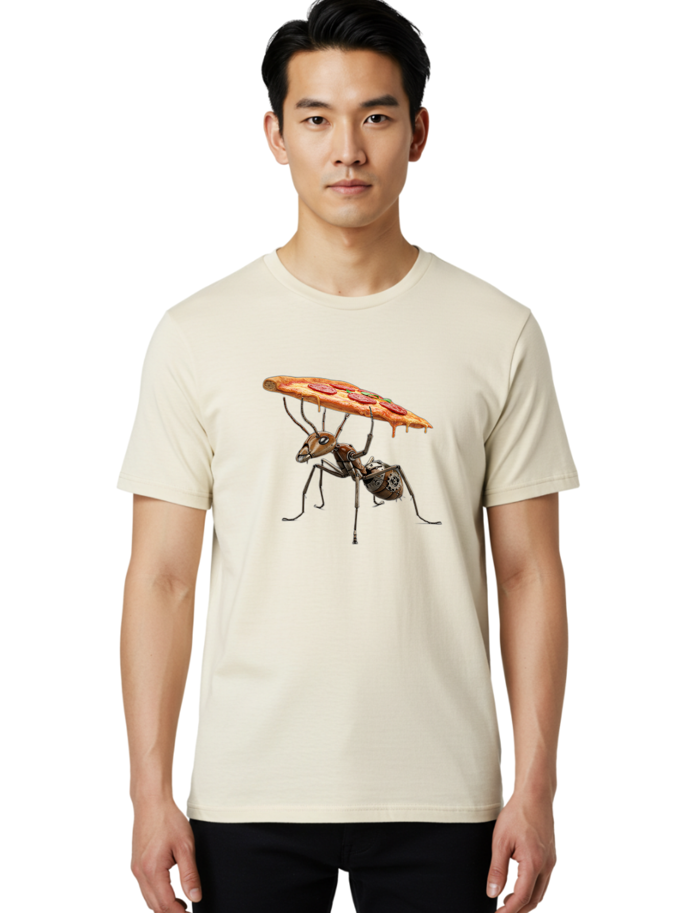 Robot-Ant-Pizza-Carrier Men'S Graphic Tee, 100% Cotton, Comfortable Casual Summer Wear, Machine Washable, Vintage Camera, Old Camera, Antique Camera, Black Camera, Classic Photography, Photography Equipment, Nostalgic Device, Film Camera, Bai303 22