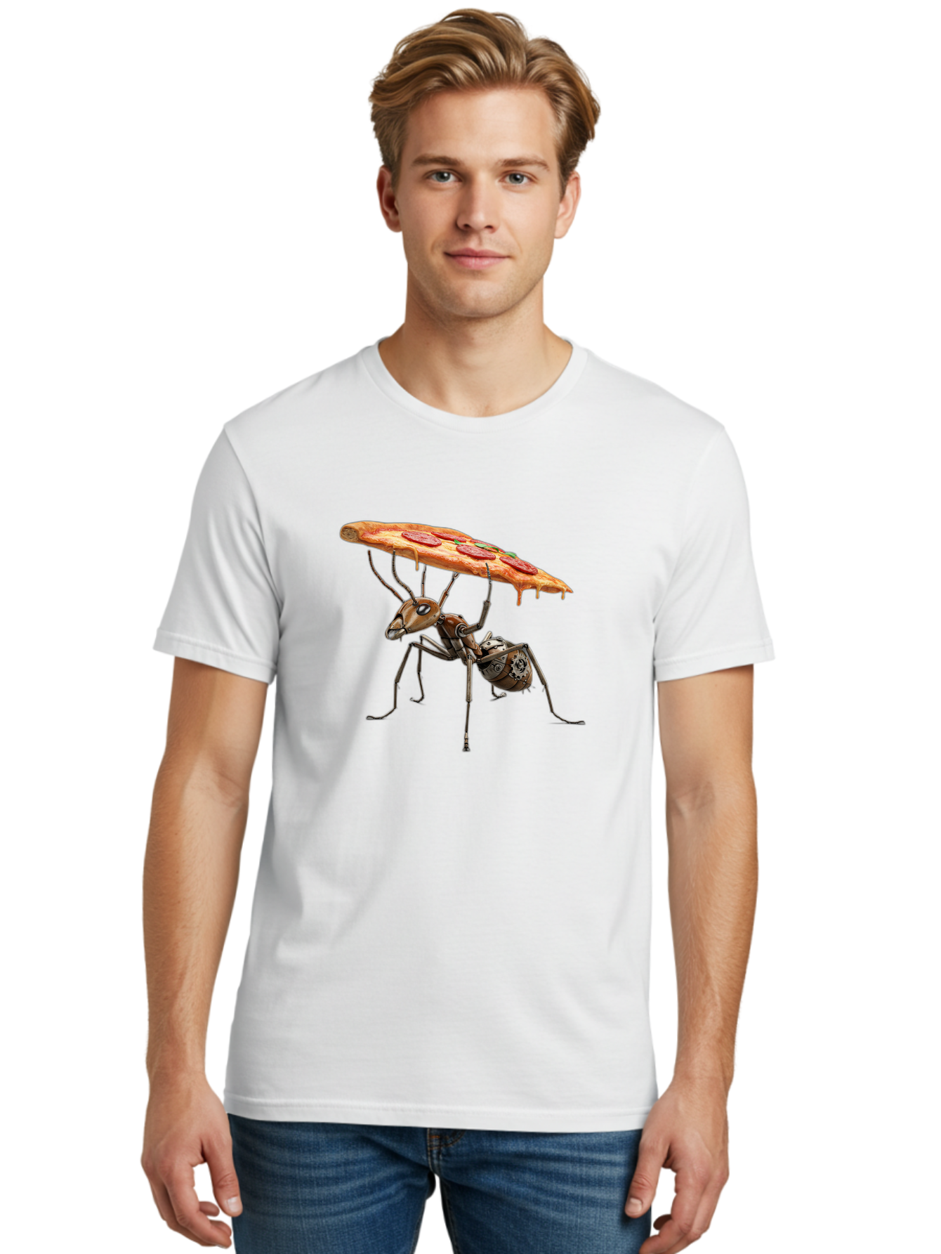 Robot-Ant-Pizza-Carrier Men'S Graphic Tee, 100% Cotton, Comfortable Casual Summer Wear, Machine Washable, Vintage Camera, Old Camera, Antique Camera, Black Camera, Classic Photography, Photography Equipment, Nostalgic Device, Film Camera, Bai303 25