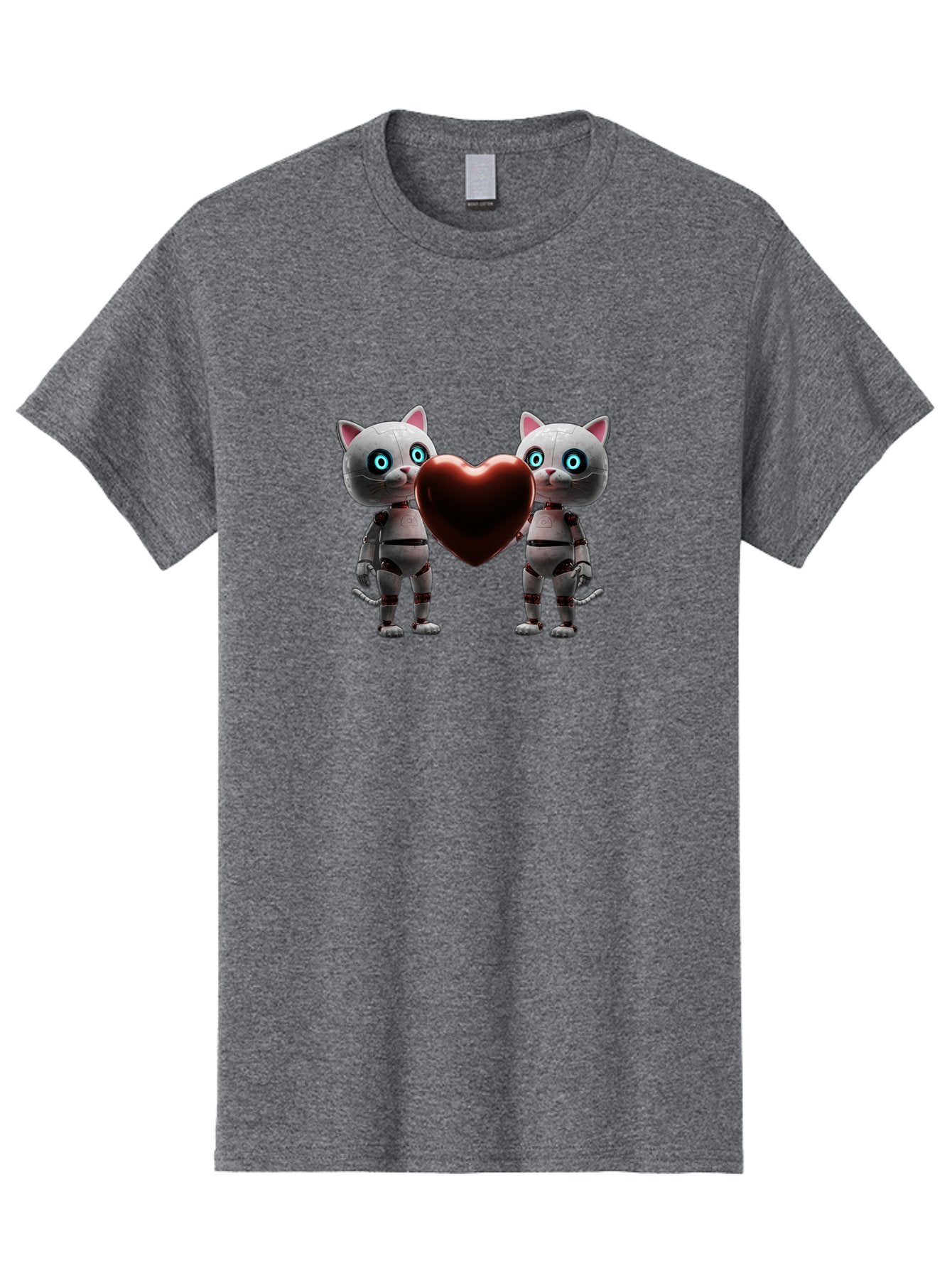Robotic-Cats-Holding-Heart Men'S Graphic Tee, 100% Cotton, Comfortable Casual Summer Wear, Machine Washable, Vintage Camera, Old Camera, Antique Camera, Black Camera, Classic Photography, Photography Equipment, Nostalgic Device, Film Camera, Bai304 4