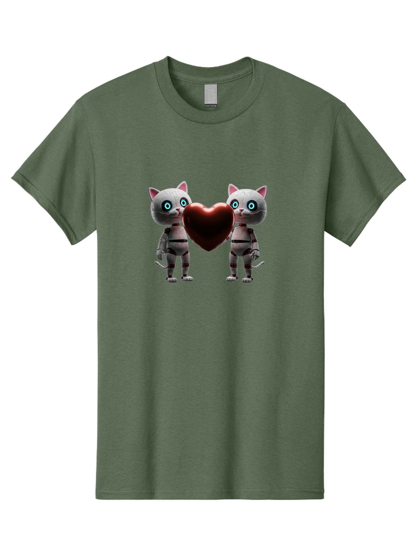 Robotic-Cats-Holding-Heart Men'S Graphic Tee, 100% Cotton, Comfortable Casual Summer Wear, Machine Washable, Vintage Camera, Old Camera, Antique Camera, Black Camera, Classic Photography, Photography Equipment, Nostalgic Device, Film Camera, Bai304