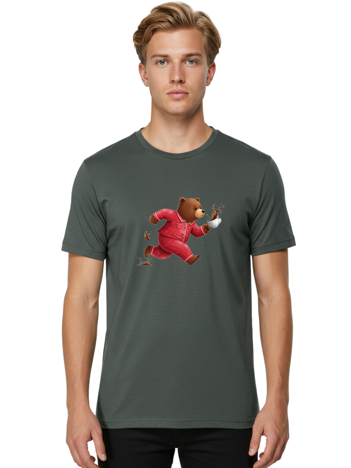 Running-Bear-With-Coffee Men'S Graphic Tee, 100% Cotton, Comfortable Casual Summer Wear, Machine Washable, Vintage Camera, Old Camera, Antique Camera, Black Camera, Classic Photography, Photography Equipment, Nostalgic Device, Film Camera, Bai309 23