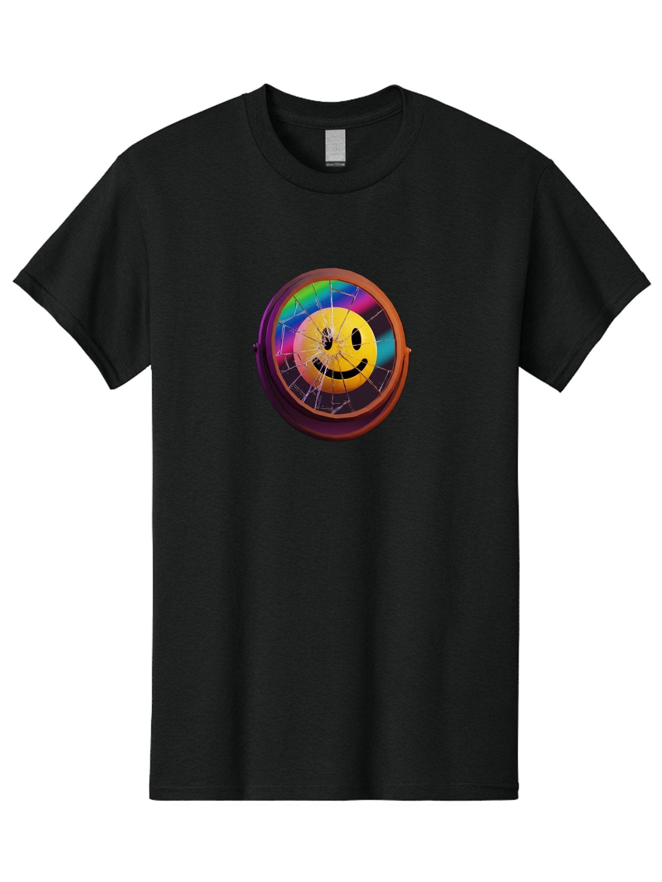 Shattered-Smiley-Face-Cd Men'S Graphic Tee, 100% Cotton, Comfortable Casual Summer Wear, Machine Washable, Vintage Camera, Old Camera, Antique Camera, Black Camera, Classic Photography, Photography Equipment, Nostalgic Device, Film Camera, Bai352