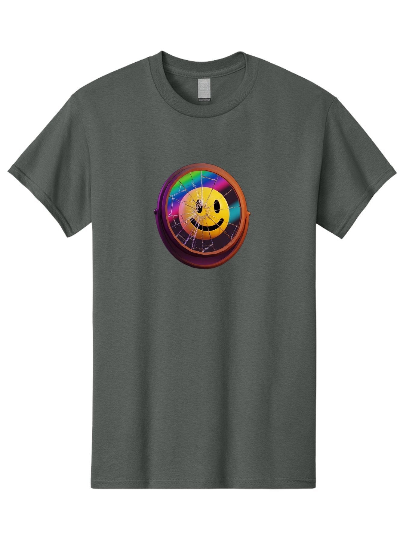 Shattered-Smiley-Face-Cd Men'S Graphic Tee, 100% Cotton, Comfortable Casual Summer Wear, Machine Washable, Vintage Camera, Old Camera, Antique Camera, Black Camera, Classic Photography, Photography Equipment, Nostalgic Device, Film Camera, Bai352