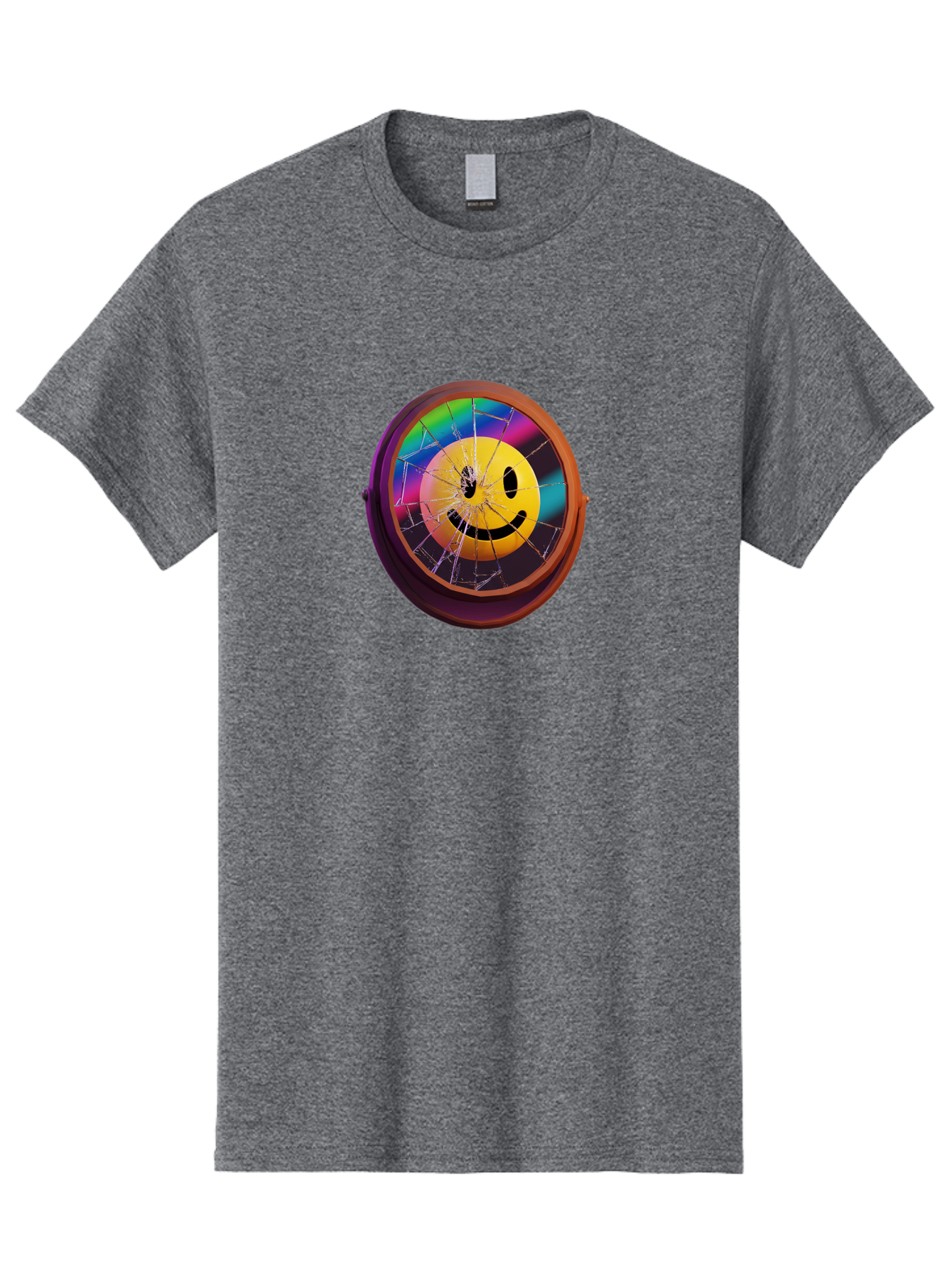 Shattered-Smiley-Face-Cd Men'S Graphic Tee, 100% Cotton, Comfortable Casual Summer Wear, Machine Washable, Vintage Camera, Old Camera, Antique Camera, Black Camera, Classic Photography, Photography Equipment, Nostalgic Device, Film Camera, Bai352 5
