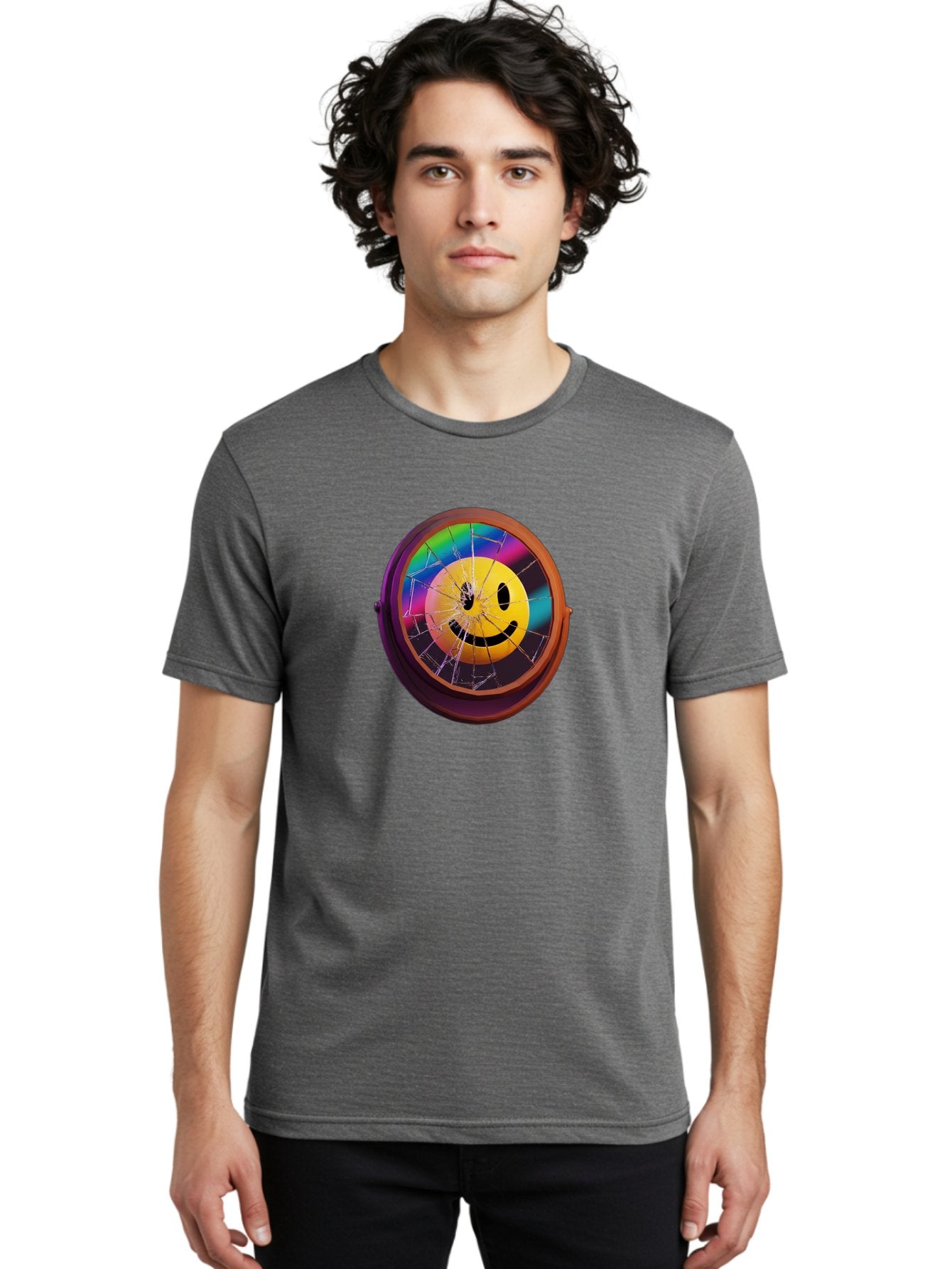 Shattered-Smiley-Face-Cd Men'S Graphic Tee, 100% Cotton, Comfortable Casual Summer Wear, Machine Washable, Vintage Camera, Old Camera, Antique Camera, Black Camera, Classic Photography, Photography Equipment, Nostalgic Device, Film Camera, Bai352 26