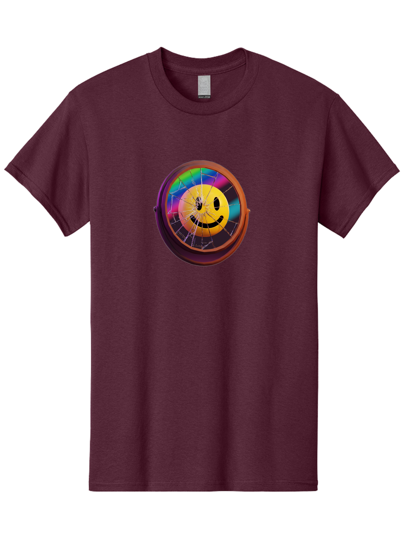 Shattered-Smiley-Face-Cd Men'S Graphic Tee, 100% Cotton, Comfortable Casual Summer Wear, Machine Washable, Vintage Camera, Old Camera, Antique Camera, Black Camera, Classic Photography, Photography Equipment, Nostalgic Device, Film Camera, Bai352