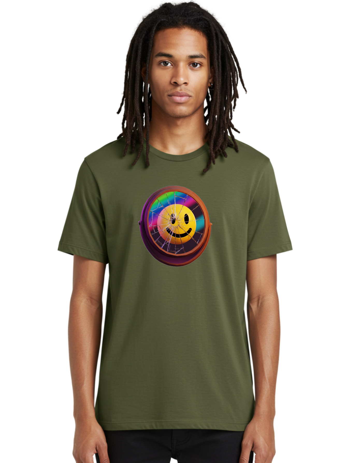 Shattered-Smiley-Face-Cd Men'S Graphic Tee, 100% Cotton, Comfortable Casual Summer Wear, Machine Washable, Vintage Camera, Old Camera, Antique Camera, Black Camera, Classic Photography, Photography Equipment, Nostalgic Device, Film Camera, Bai352 29
