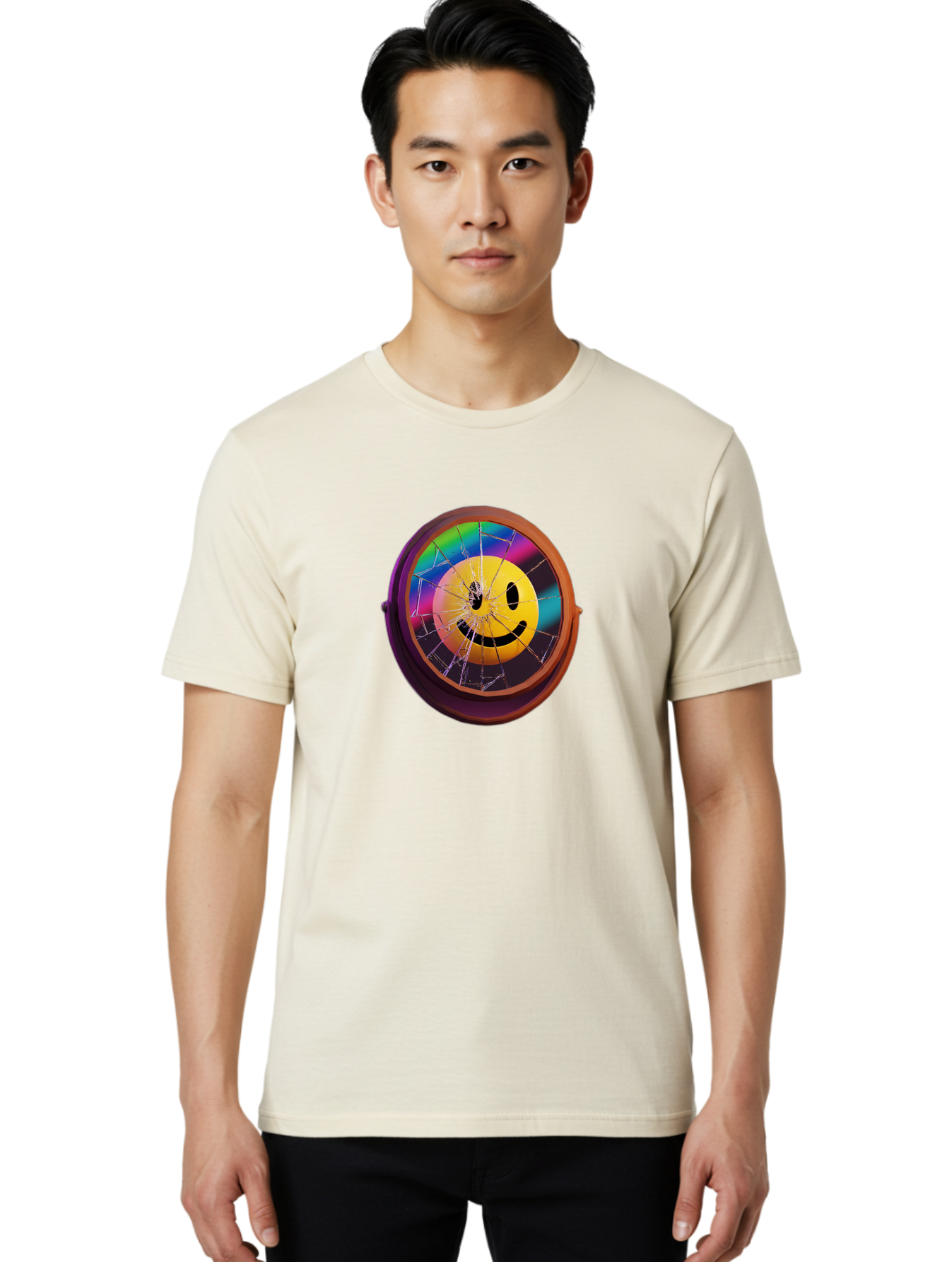 Shattered-Smiley-Face-Cd Men'S Graphic Tee, 100% Cotton, Comfortable Casual Summer Wear, Machine Washable, Vintage Camera, Old Camera, Antique Camera, Black Camera, Classic Photography, Photography Equipment, Nostalgic Device, Film Camera, Bai352 19