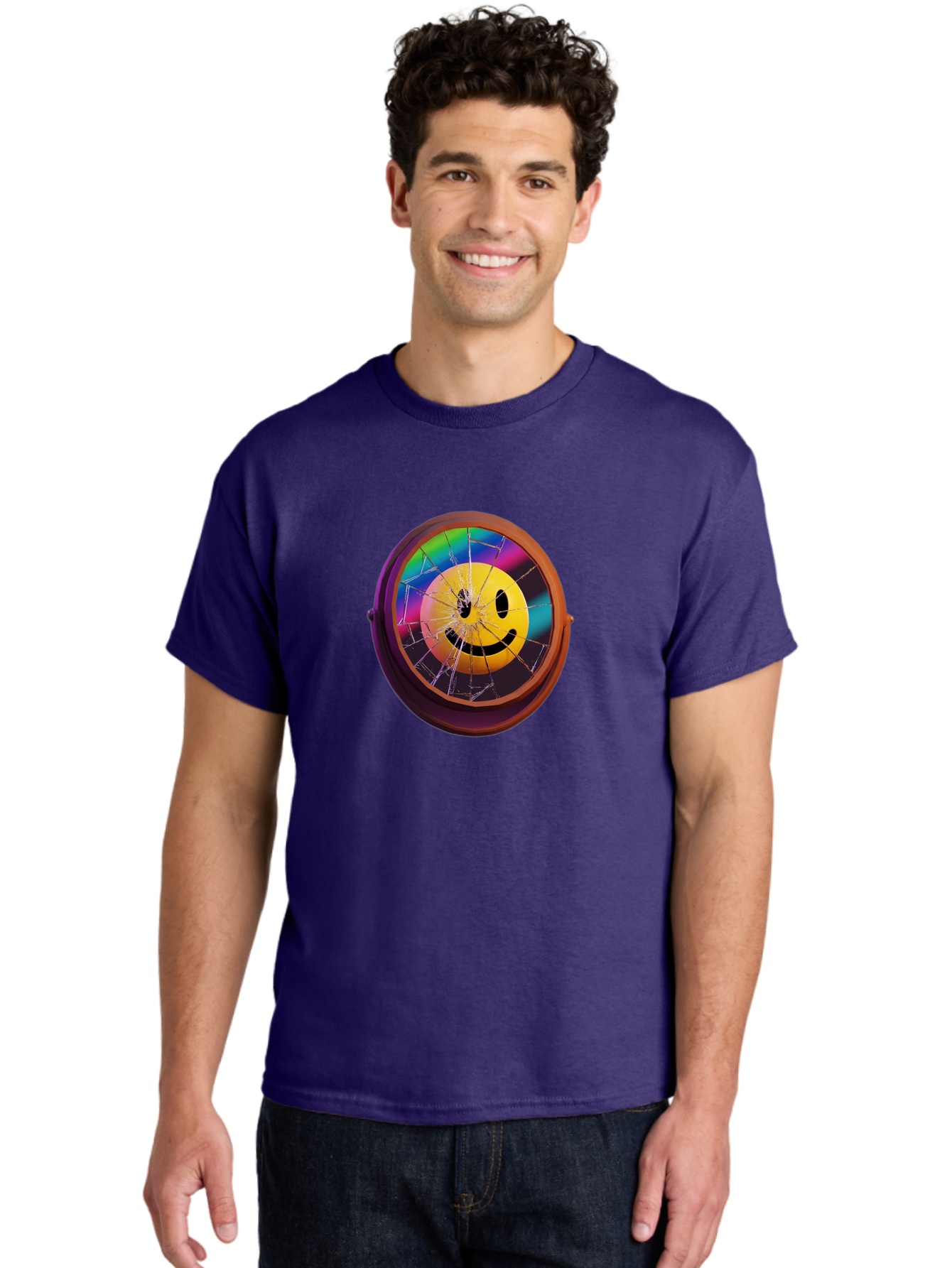 Shattered-Smiley-Face-Cd Men'S Graphic Tee, 100% Cotton, Comfortable Casual Summer Wear, Machine Washable, Vintage Camera, Old Camera, Antique Camera, Black Camera, Classic Photography, Photography Equipment, Nostalgic Device, Film Camera, Bai352 22