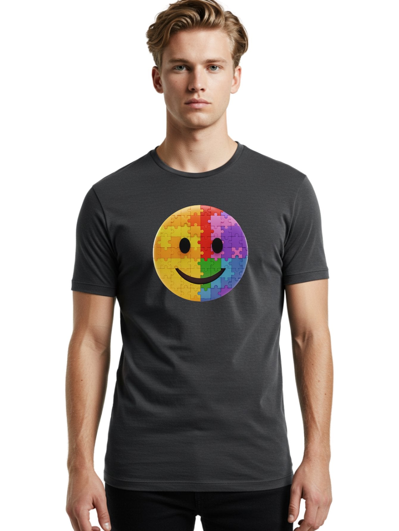 Smiley-Face-Jigsaw Men'S Graphic Tee, 100% Cotton, Comfortable Casual Summer Wear, Machine Washable, Vintage Camera, Old Camera, Antique Camera, Black Camera, Classic Photography, Photography Equipment, Nostalgic Device, Film Camera, Bai373 17