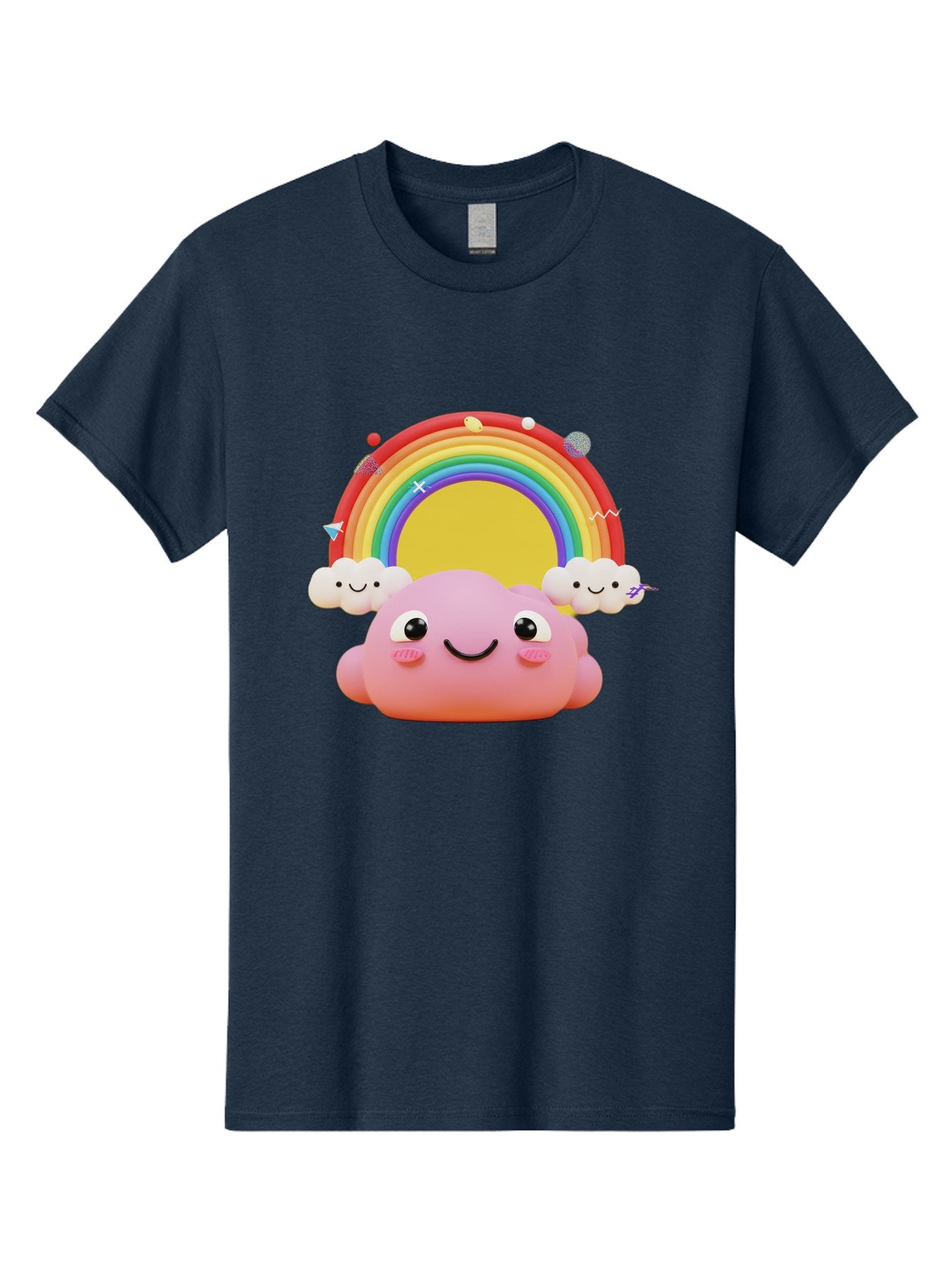 Smiling-Pink-Cloud-With-Rainbow Men'S Graphic Tee, 100% Cotton, Comfortable Casual Summer Wear, Machine Washable, Vintage Camera, Old Camera, Antique Camera, Black Camera, Classic Photography, Photography Equipment, Nostalgic Device, Bai389