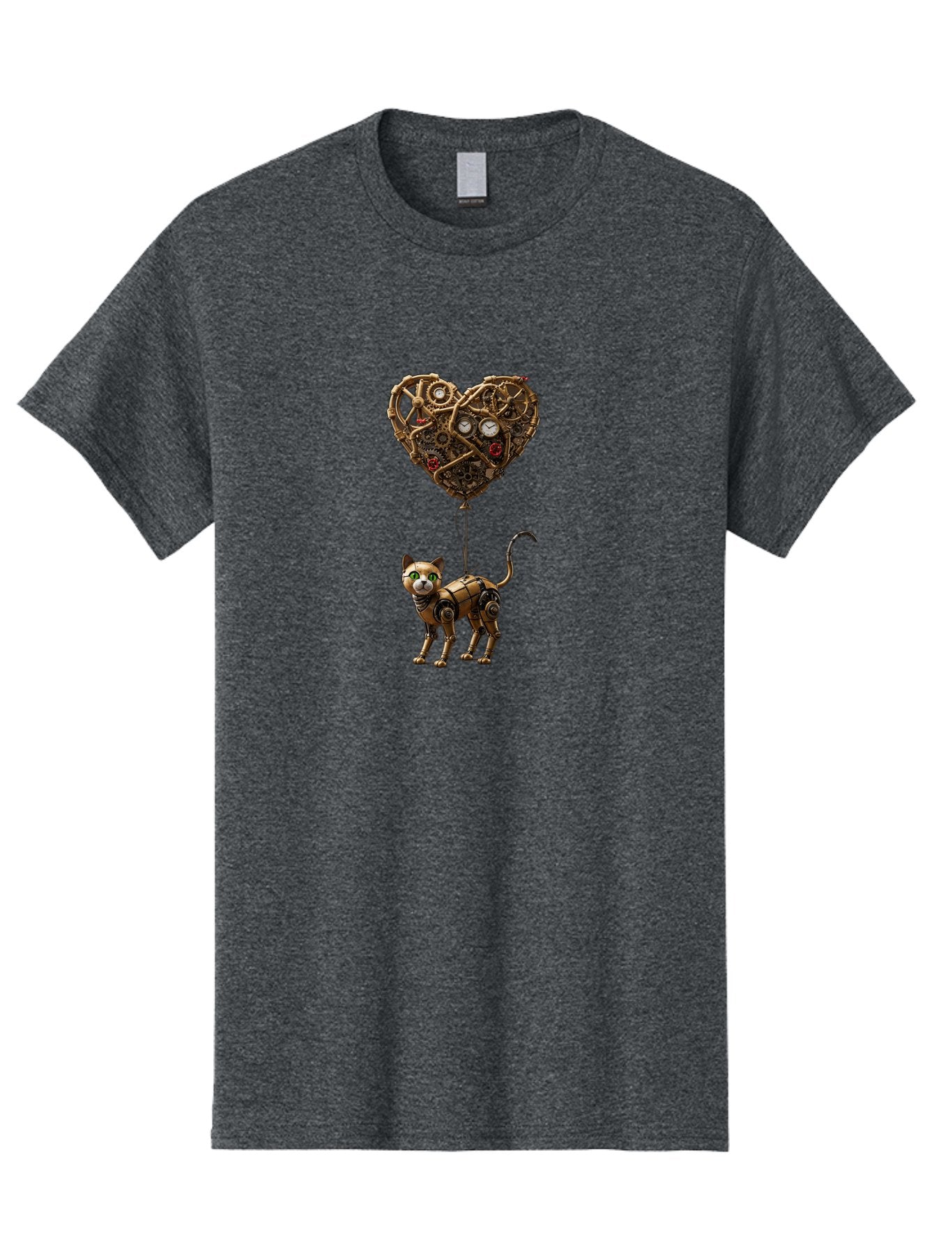 Steampunk-Cat-Heart-Balloon Men'S Graphic Tee, 100% Cotton, Comfortable Casual Summer Wear, Machine Washable, Vintage Camera, Old Camera, Antique Camera, Black Camera, Classic Photography, Photography Equipment, Nostalgic Device, Film Camera, Bai421 9