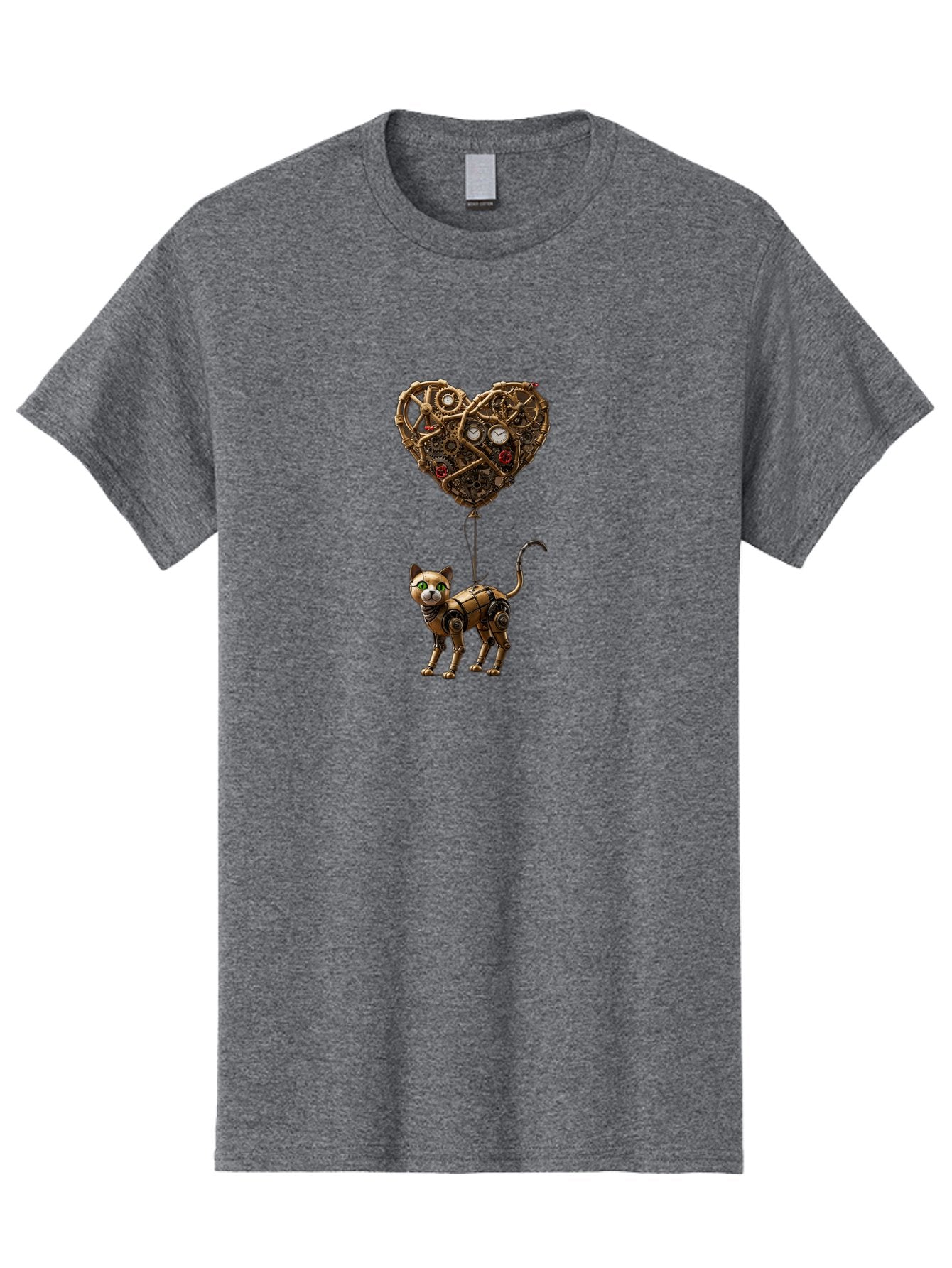 Steampunk-Cat-Heart-Balloon Men'S Graphic Tee, 100% Cotton, Comfortable Casual Summer Wear, Machine Washable, Vintage Camera, Old Camera, Antique Camera, Black Camera, Classic Photography, Photography Equipment, Nostalgic Device, Film Camera, Bai421 3