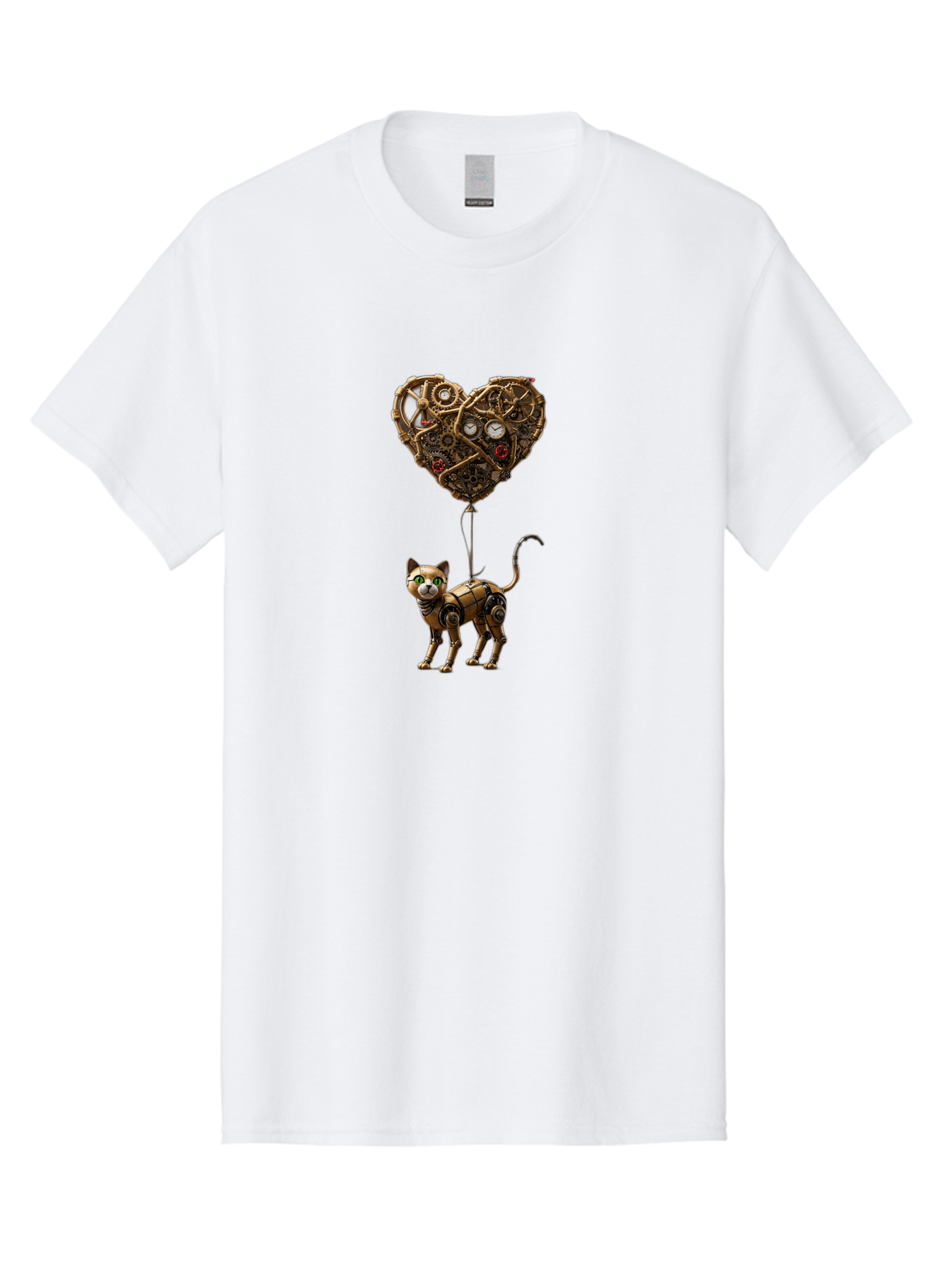 Steampunk-Cat-Heart-Balloon Men'S Graphic Tee, 100% Cotton, Comfortable Casual Summer Wear, Machine Washable, Vintage Camera, Old Camera, Antique Camera, Black Camera, Classic Photography, Photography Equipment, Nostalgic Device, Film Camera, Bai421