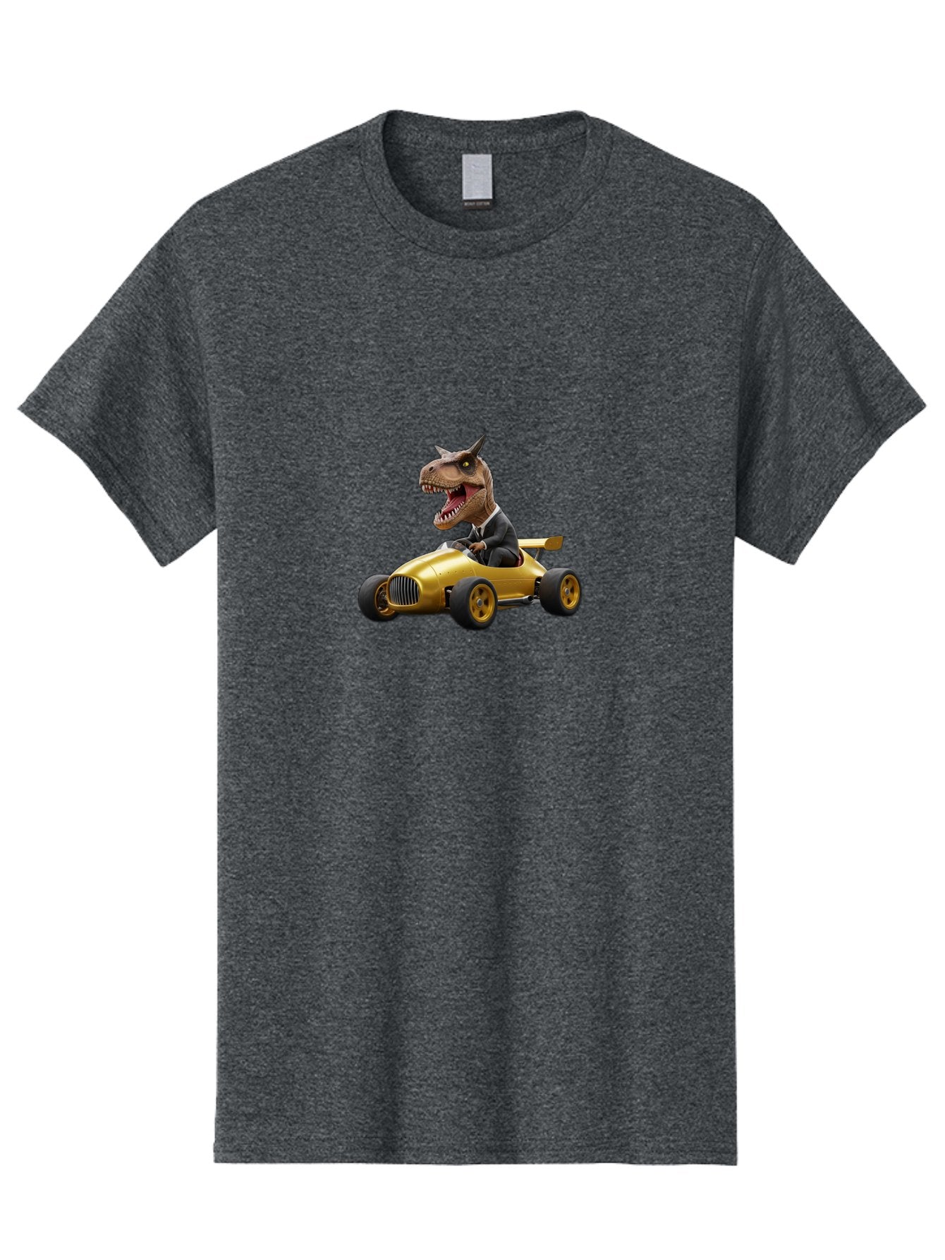 T-Rex-In-Suit-Driving-Gold-Car Men'S Graphic Tee, 100% Cotton, Comfortable Casual Summer Wear, Machine Washable, Vintage Camera, Old Camera, Antique Camera, Black Camera, Classic Photography, Photography Equipment, Nostalgic Device, Bai438 8