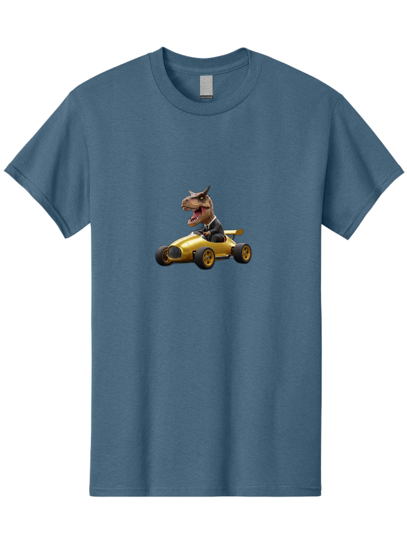 T-Rex-In-Suit-Driving-Gold-Car Men'S Graphic Tee, 100% Cotton, Comfortable Casual Summer Wear, Machine Washable, Vintage Camera, Old Camera, Antique Camera, Black Camera, Classic Photography, Photography Equipment, Nostalgic Device, Bai438 11