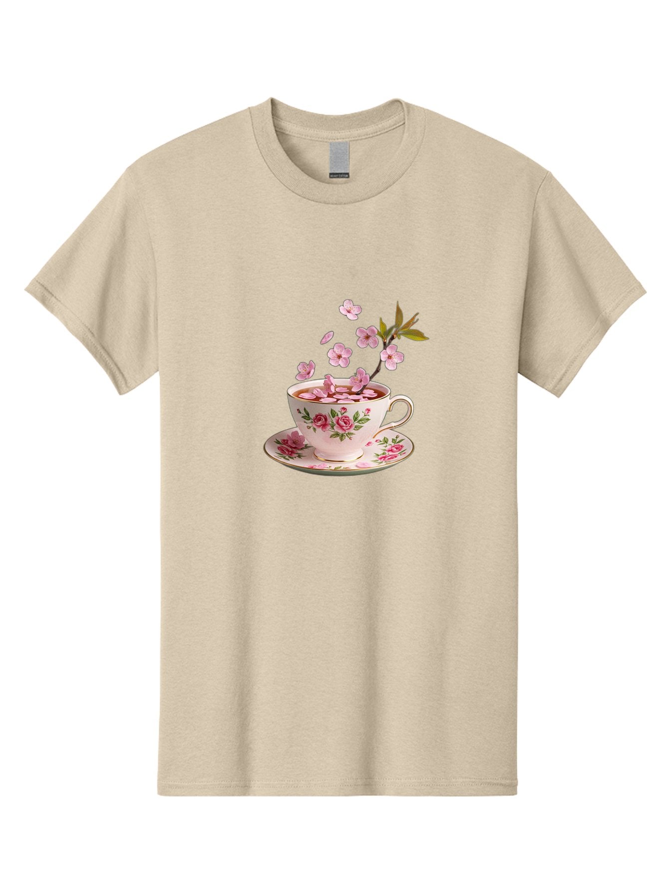 Tea-Cup-With-Cherry-Blossoms-1 Men'S Graphic Tee, 100% Cotton, Comfortable Casual Summer Wear, Machine Washable, Vintage Camera, Old Camera, Antique Camera, Black Camera, Classic Photography, Photography Equipment, Nostalgic Device, Bai446 3