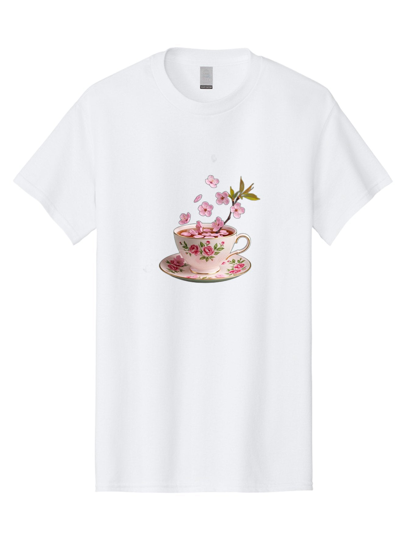 Tea-Cup-With-Cherry-Blossoms-1 Men'S Graphic Tee, 100% Cotton, Comfortable Casual Summer Wear, Machine Washable, Vintage Camera, Old Camera, Antique Camera, Black Camera, Classic Photography, Photography Equipment, Nostalgic Device, Bai446