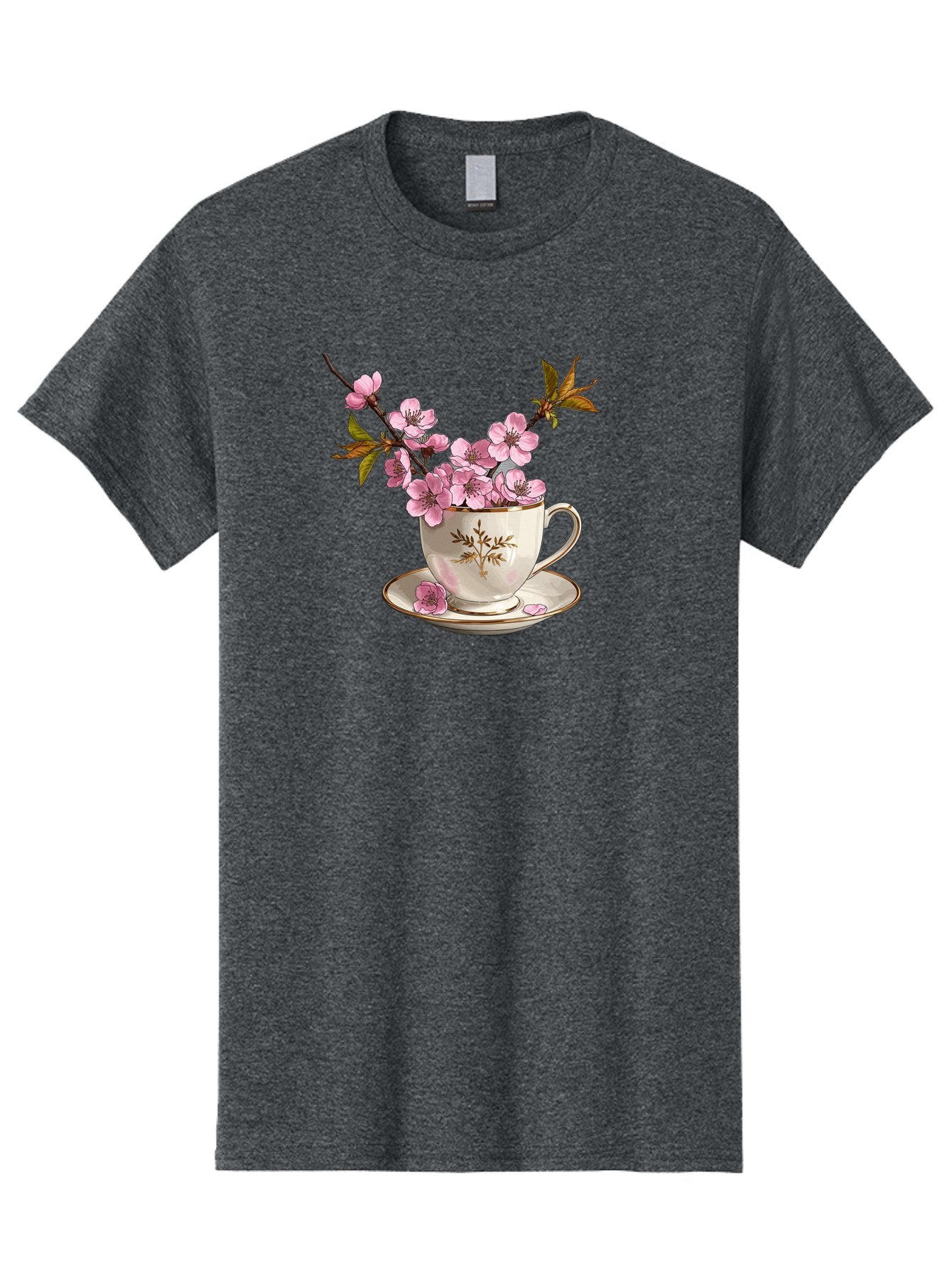 Tea-Cup-With-Cherry-Blossoms-2 Men'S Graphic Tee, 100% Cotton, Comfortable Casual Summer Wear, Machine Washable, Vintage Camera, Old Camera, Antique Camera, Black Camera, Classic Photography, Photography Equipment, Nostalgic Device, Bai447