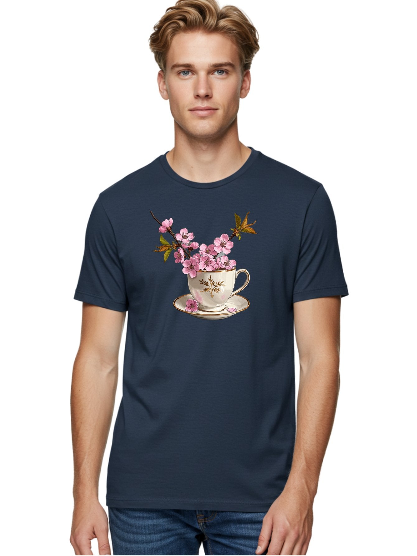 Tea-Cup-With-Cherry-Blossoms-2 Men'S Graphic Tee, 100% Cotton, Comfortable Casual Summer Wear, Machine Washable, Vintage Camera, Old Camera, Antique Camera, Black Camera, Classic Photography, Photography Equipment, Nostalgic Device, Bai447 18