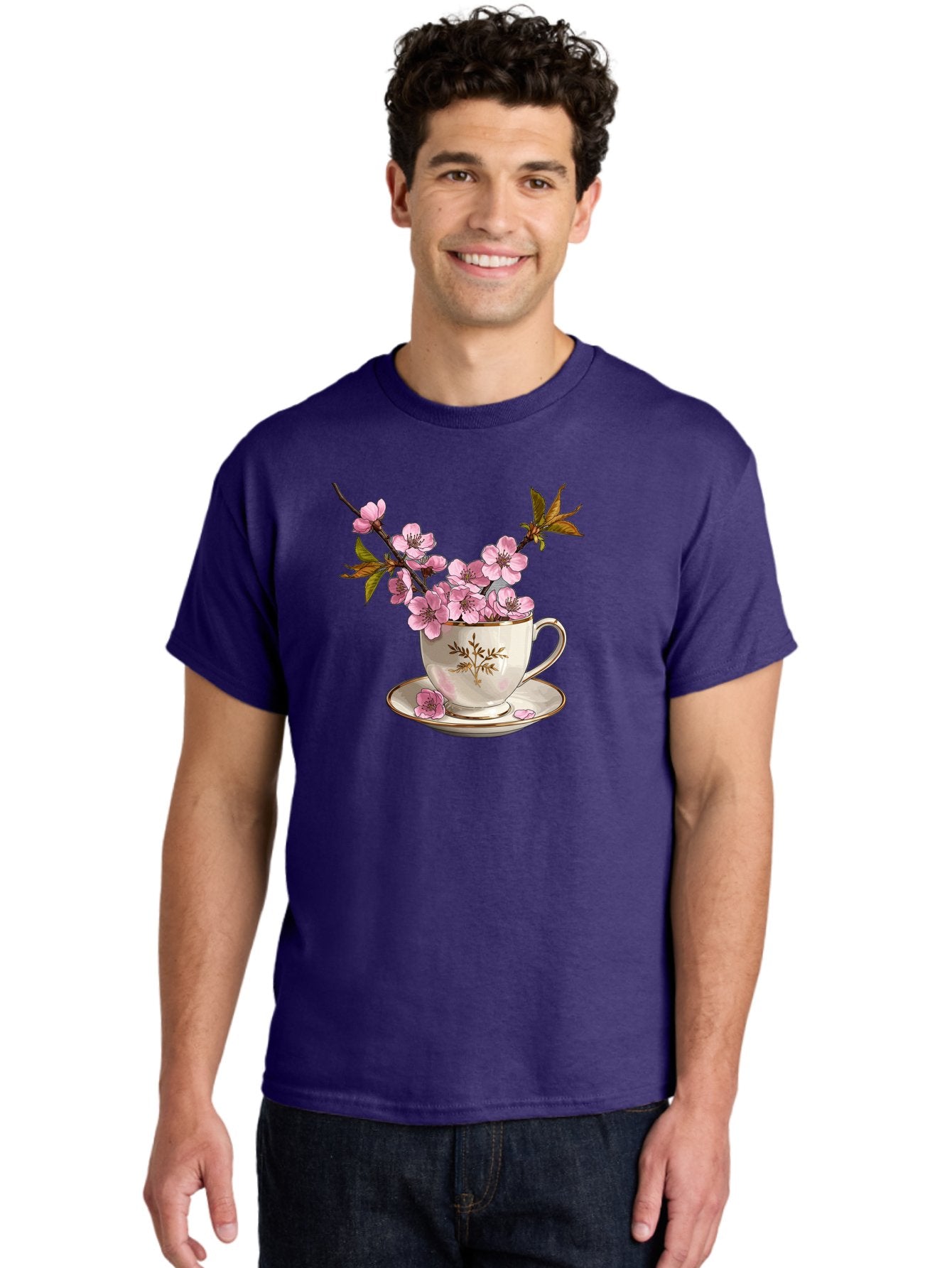 Tea-Cup-With-Cherry-Blossoms-2 Men'S Graphic Tee, 100% Cotton, Comfortable Casual Summer Wear, Machine Washable, Vintage Camera, Old Camera, Antique Camera, Black Camera, Classic Photography, Photography Equipment, Nostalgic Device, Bai447 26